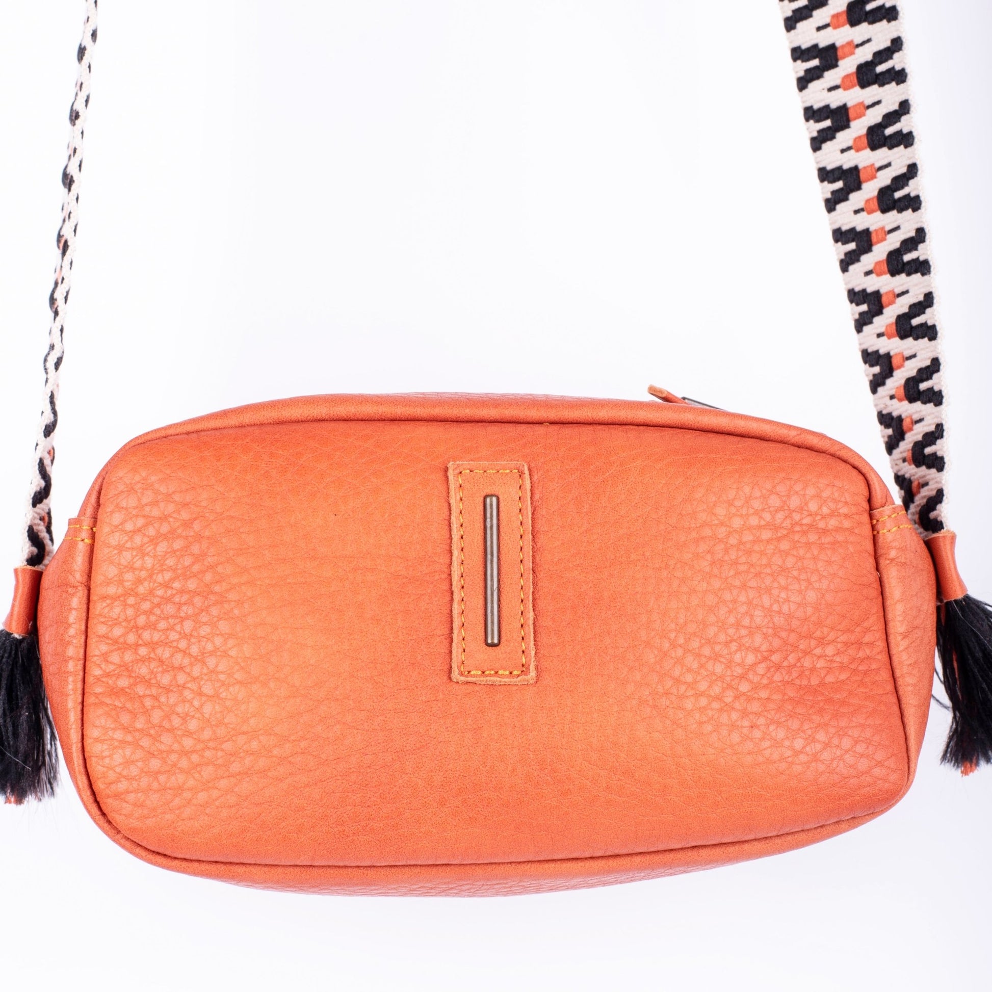 Brook bull + nastro boho zucca - pochette a tracolla in pelle arancione - Marta Ray