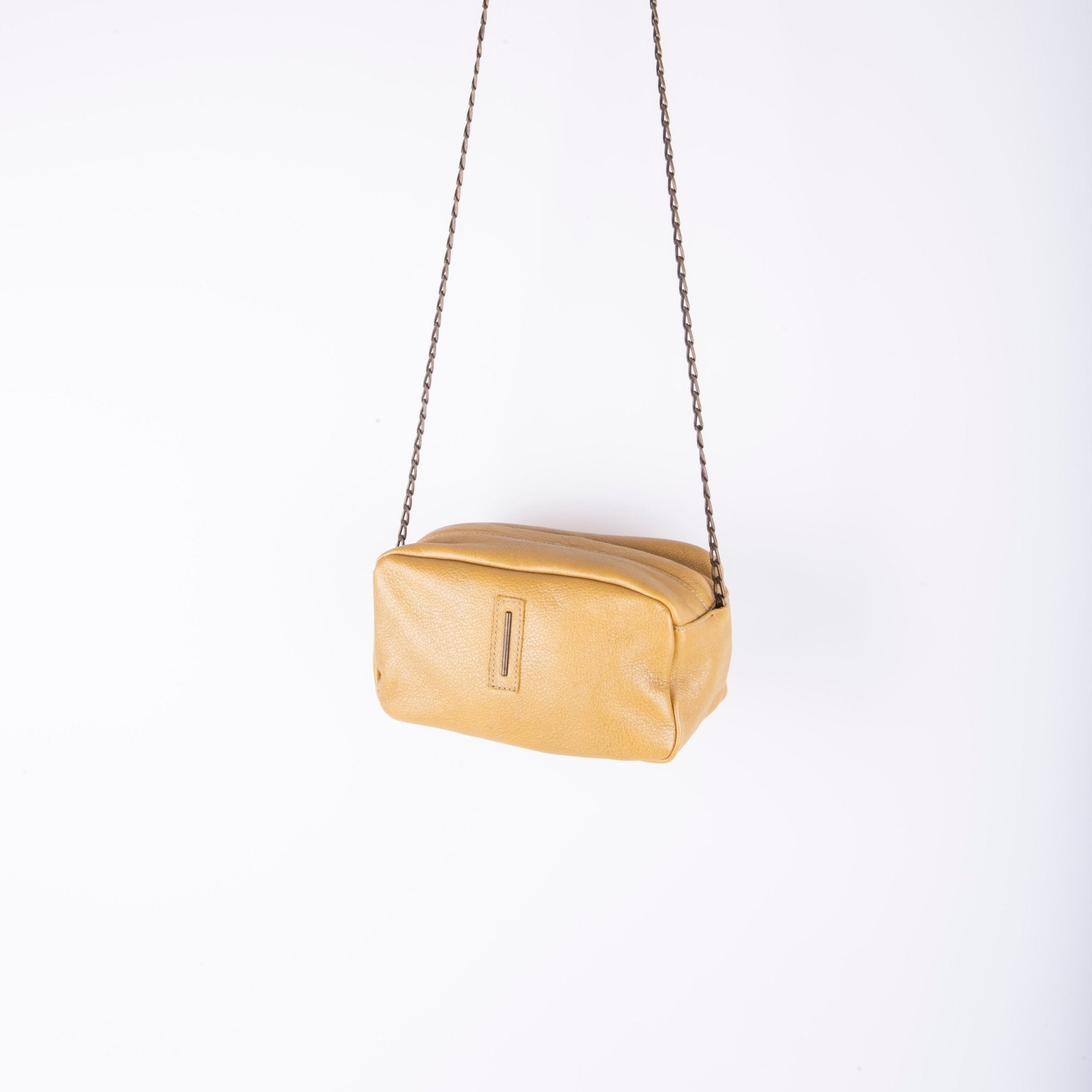 Brook mousse perlato giallo silver - pochette a tracolla in pelle gialla - Marta Ray