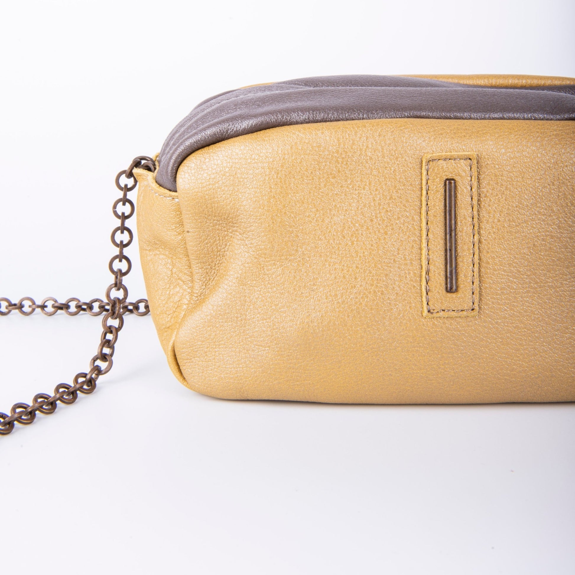 Brook mousse perlato smog giallo - pochette a tracolla in pelle grigio giallo - Marta Ray
