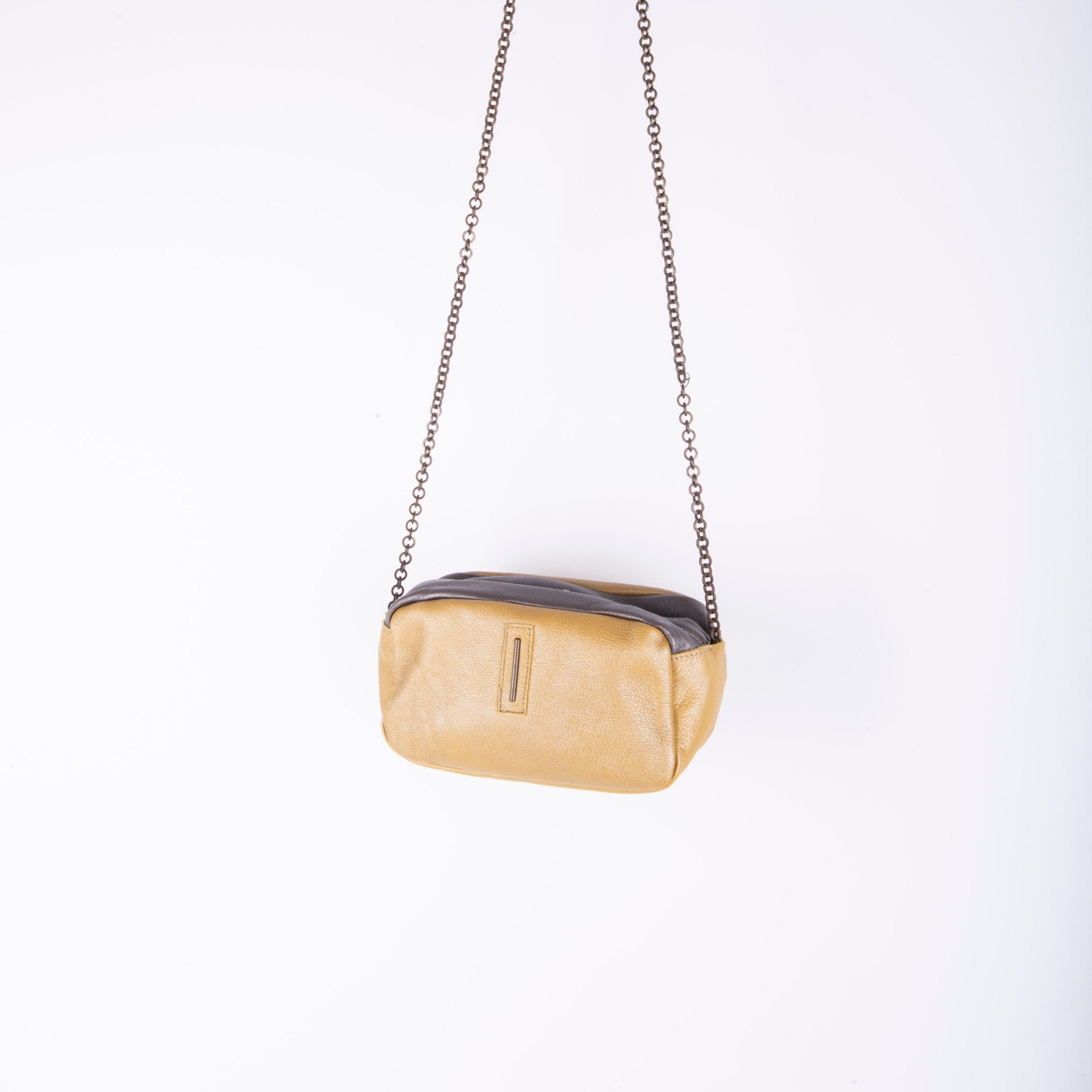 Brook mousse perlato smog giallo - pochette a tracolla in pelle grigio giallo - Marta Ray