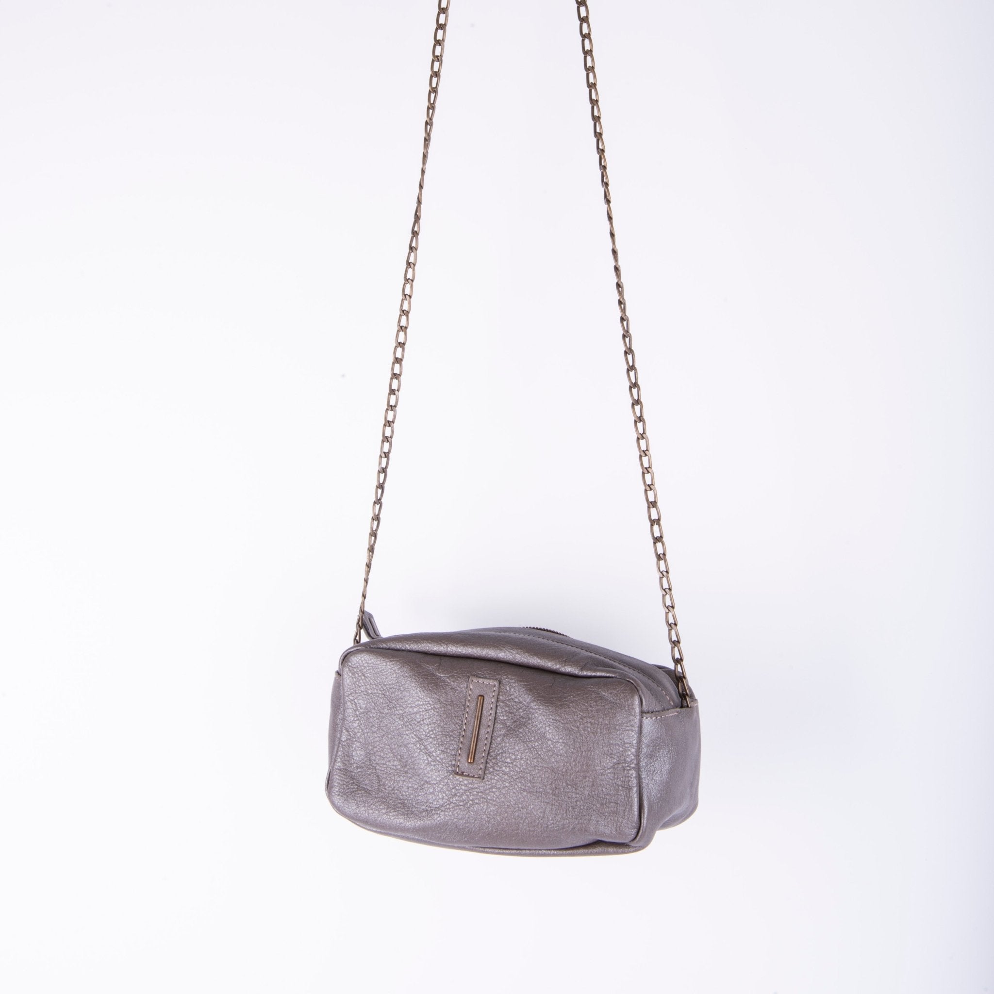 Brook mousse perlato smog silver - pochette a tracolla in pelle grigia - Marta Ray