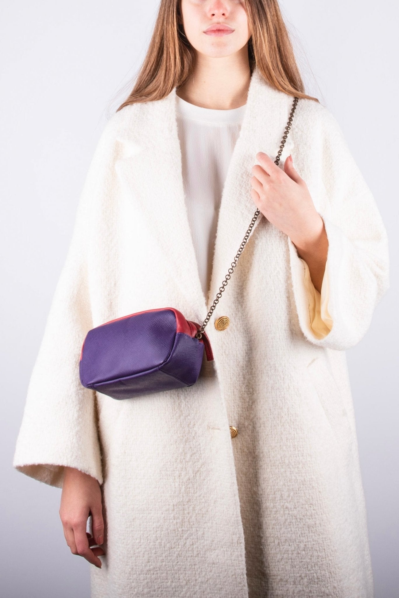 Brook mousse soffiano rosso viola- pochette a tracolla in pelle rosso viola - Marta Ray