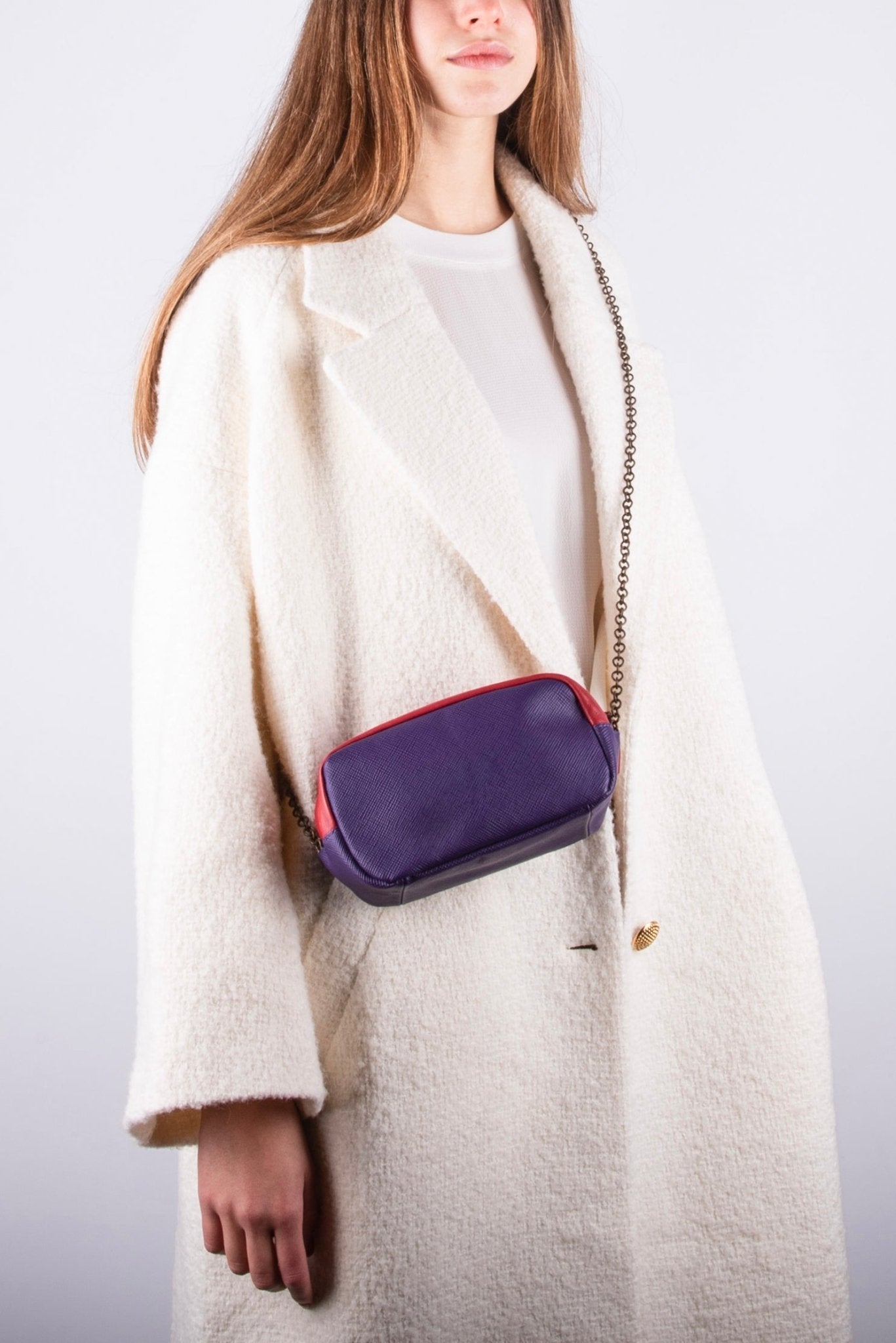 Brook mousse soffiano rosso viola- pochette a tracolla in pelle rosso viola - Marta Ray