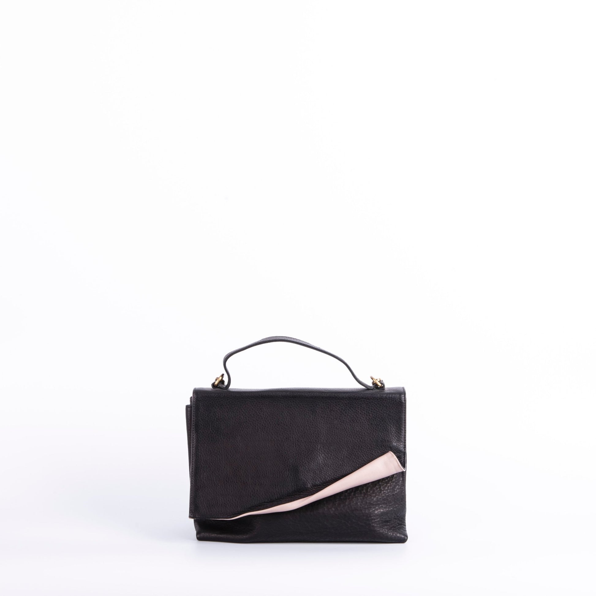 Carla martellata nera+mousse malva - pochette a tracolla in pelle nera - Marta Ray