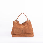 Carrie camoscio cuoio - borsa a tracolla grande in pelle scamosciata cuoio - Marta Ray