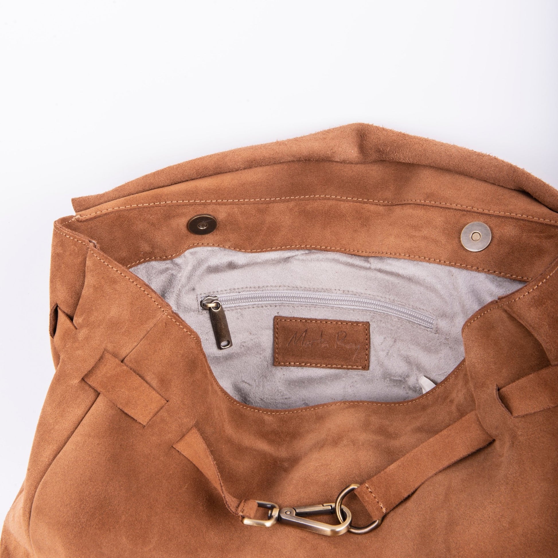 Carrie camoscio cuoio - borsa a tracolla grande in pelle scamosciata cuoio - Marta Ray