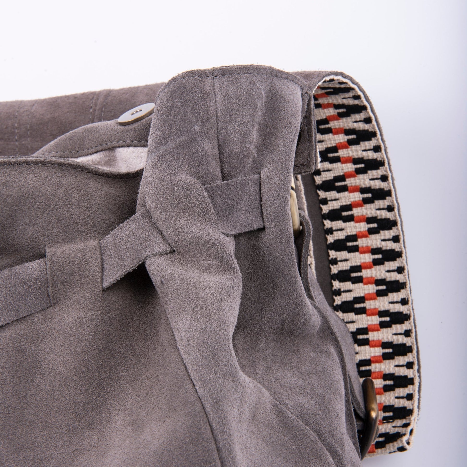 Carrie camoscio/nastro dark grey - borsa a tracolla grande in pelle scamosciata grigia - Marta Ray