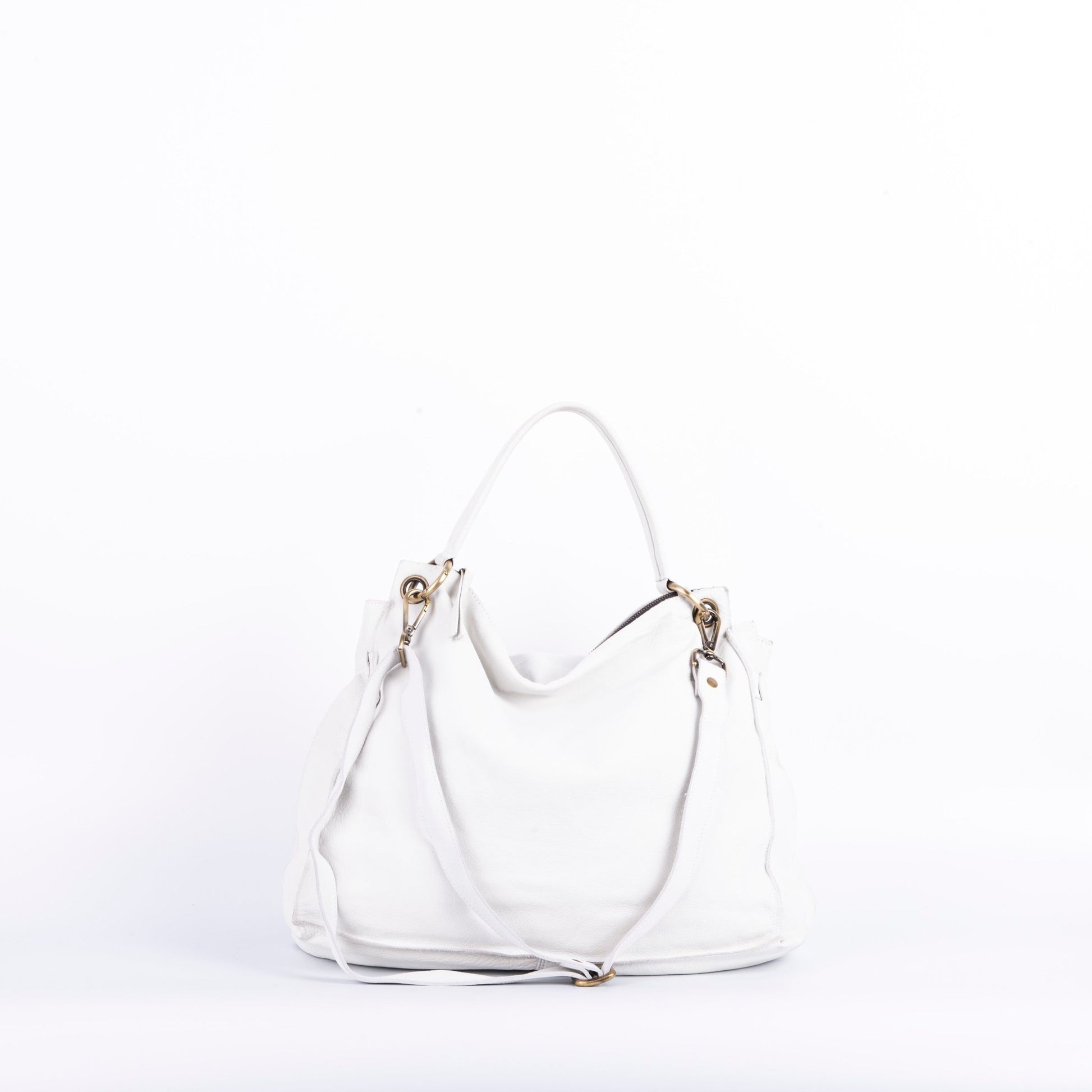 Carrie long beach bianco ottico - borsa a tracolla grande in pelle bianca - Marta Ray
