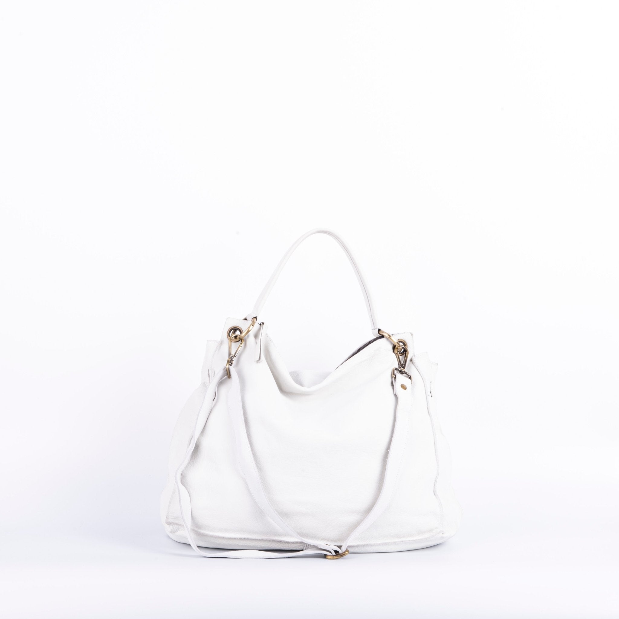 Carrie long beach bianco ottico - borsa a tracolla grande in pelle bianca - Marta Ray