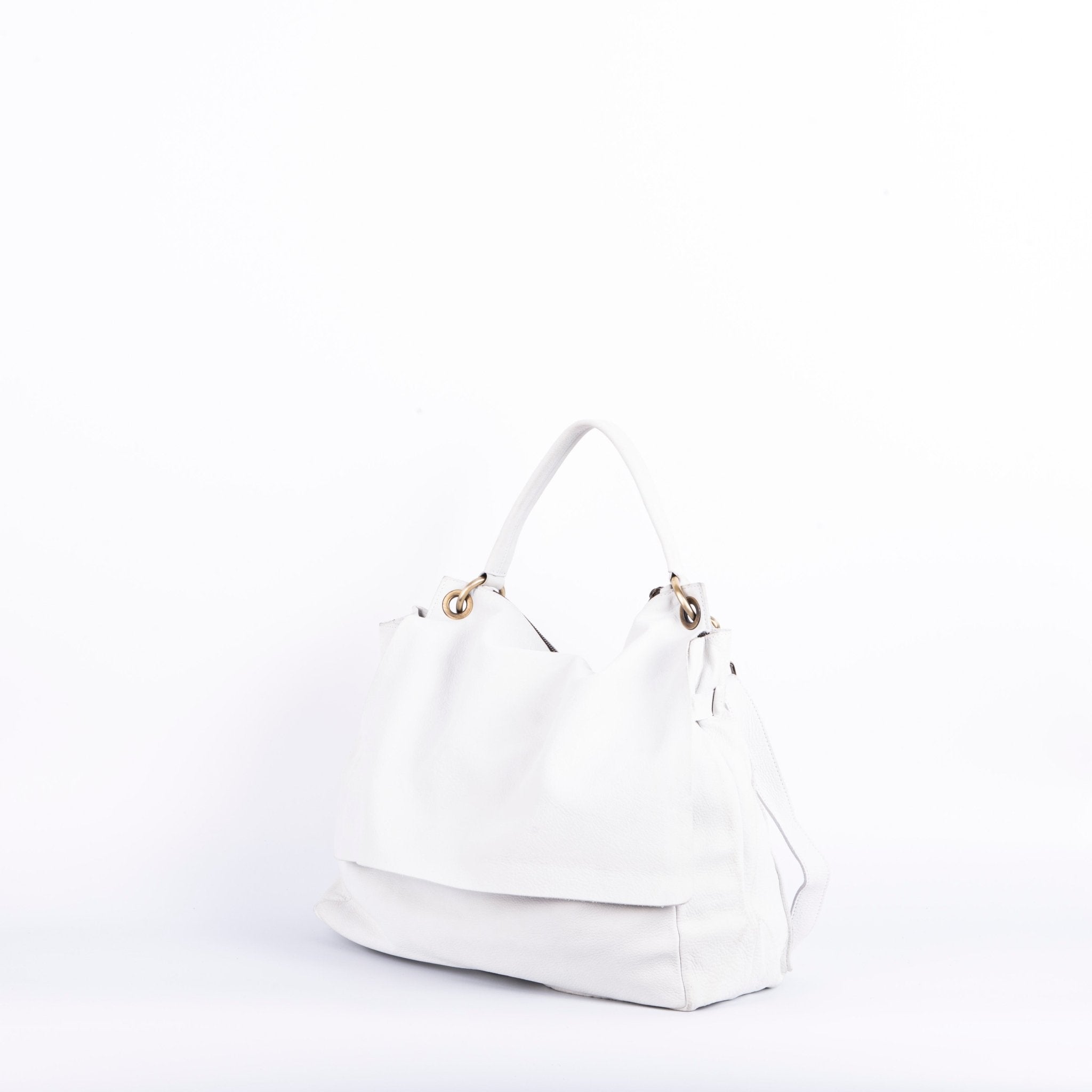 Carrie long beach bianco ottico - borsa a tracolla grande in pelle bianca - Marta Ray