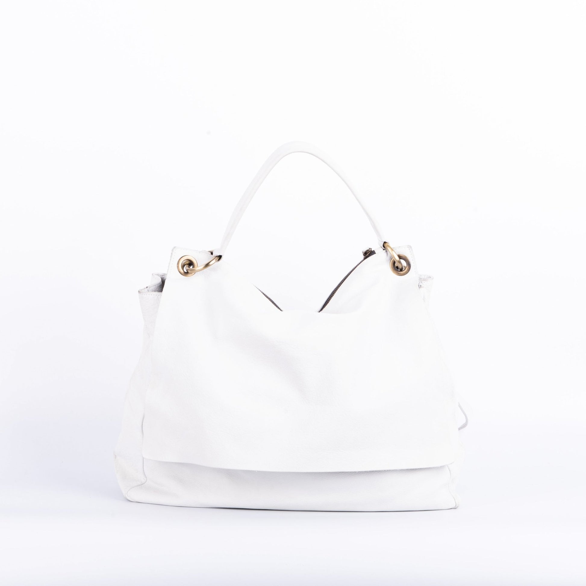 Carrie long beach bianco ottico - borsa a tracolla grande in pelle bianca - Marta Ray