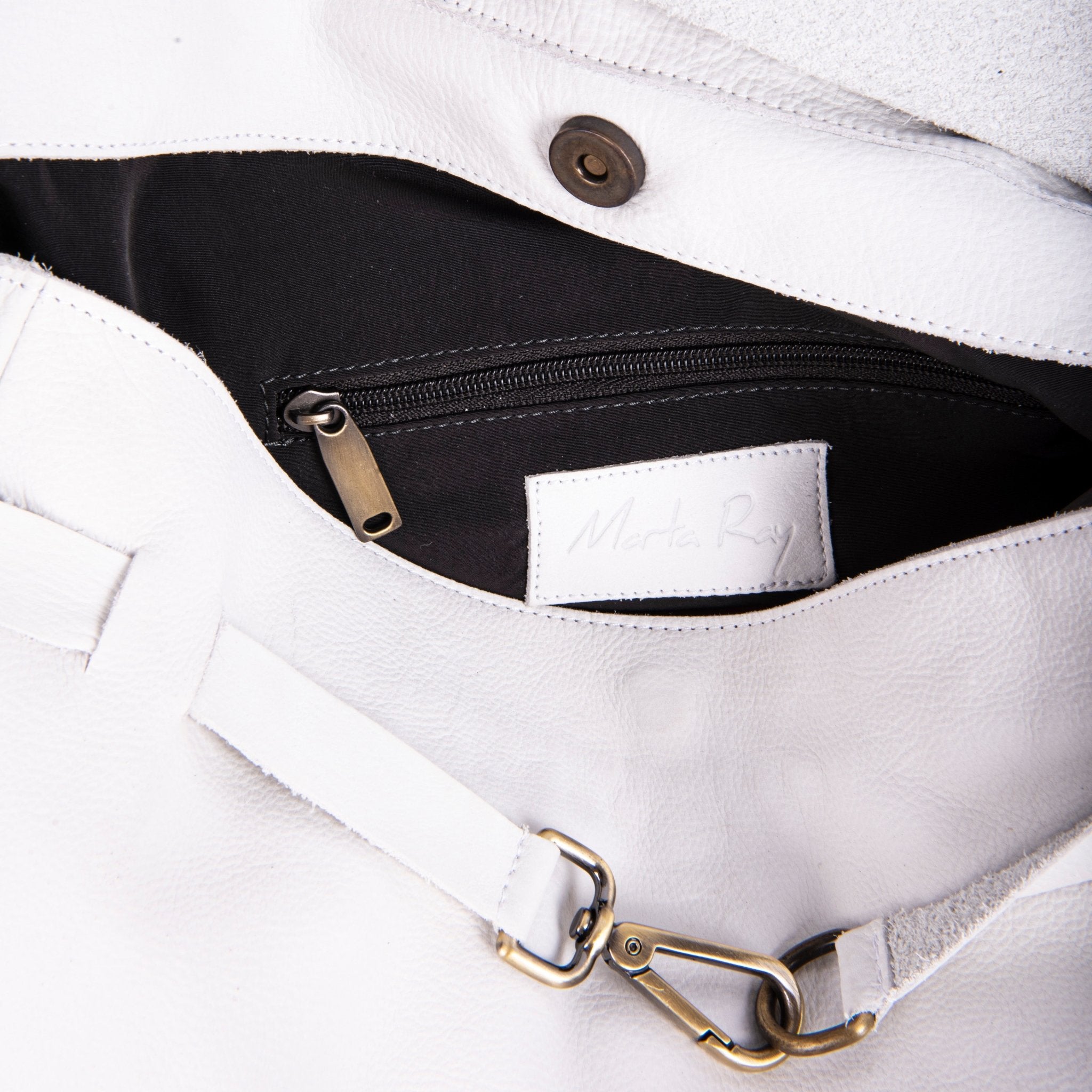 Carrie long beach bianco ottico - borsa a tracolla grande in pelle bianca - Marta Ray