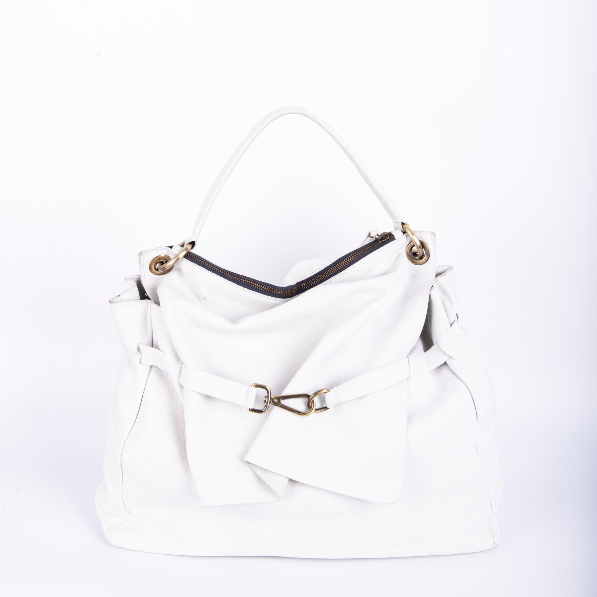 Carrie long beach bianco ottico - borsa a tracolla grande in pelle bianca - Marta Ray