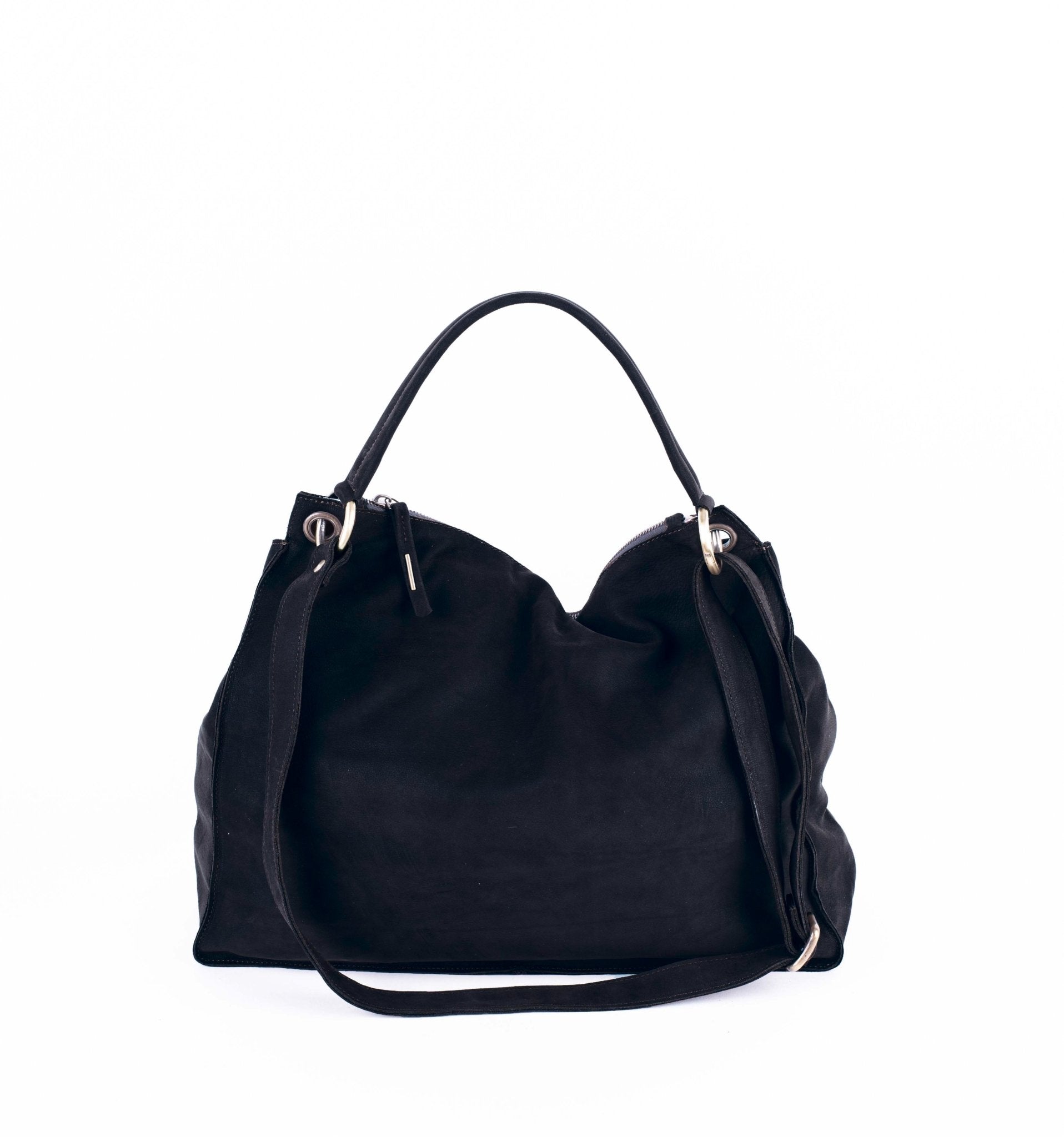 Carrie long beach nero - borsa a tracolla grande in pelle nera - Marta Ray