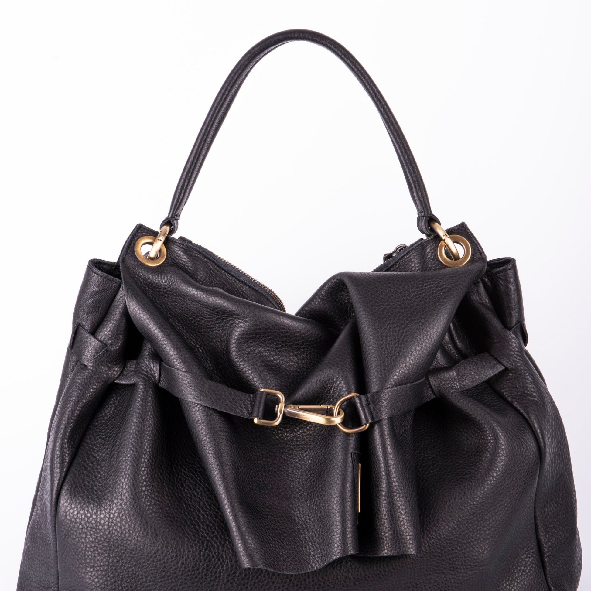 Carrie martellata nera - borsa a tracolla grande in pelle nera - Marta Ray