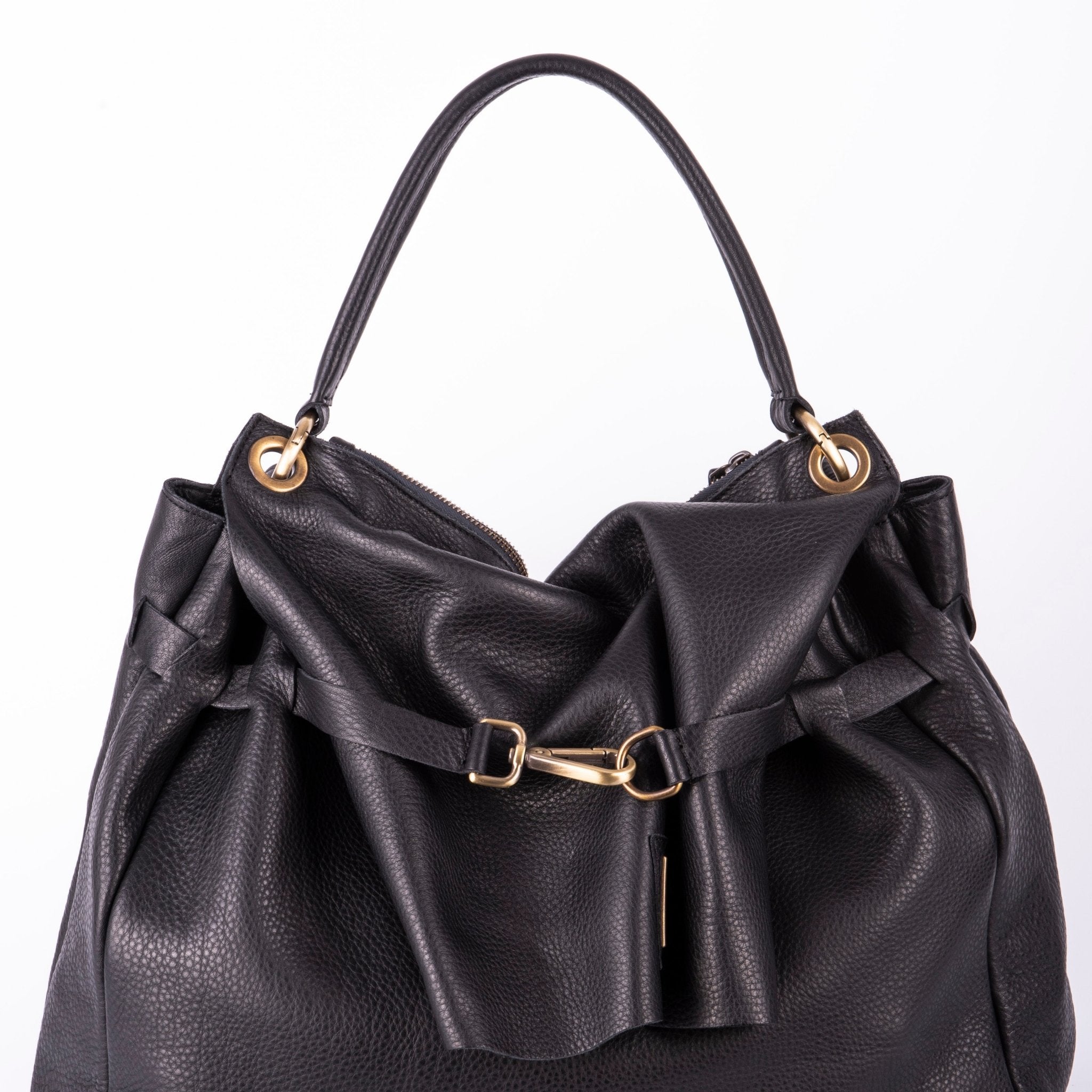 Carrie martellata nera - borsa a tracolla grande in pelle nera - Marta Ray