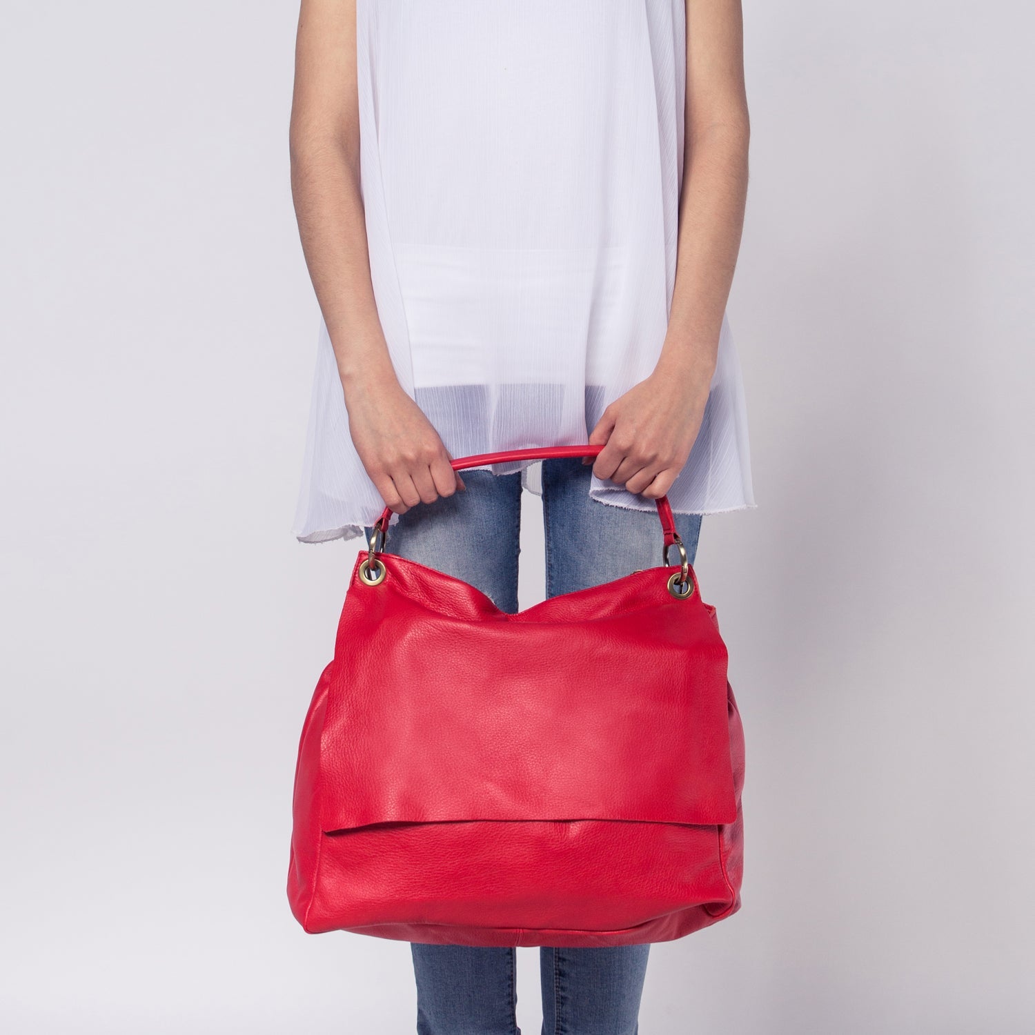 Carrie mousse cuoio inglese - borsa a tracolla grande in pelle marrone - Marta Ray