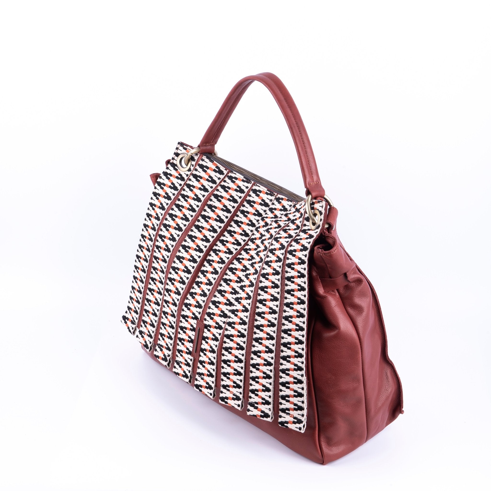 Carrie mousse cuoio inglese + nastro - borsa a tracolla in pelle marrone - Marta Ray