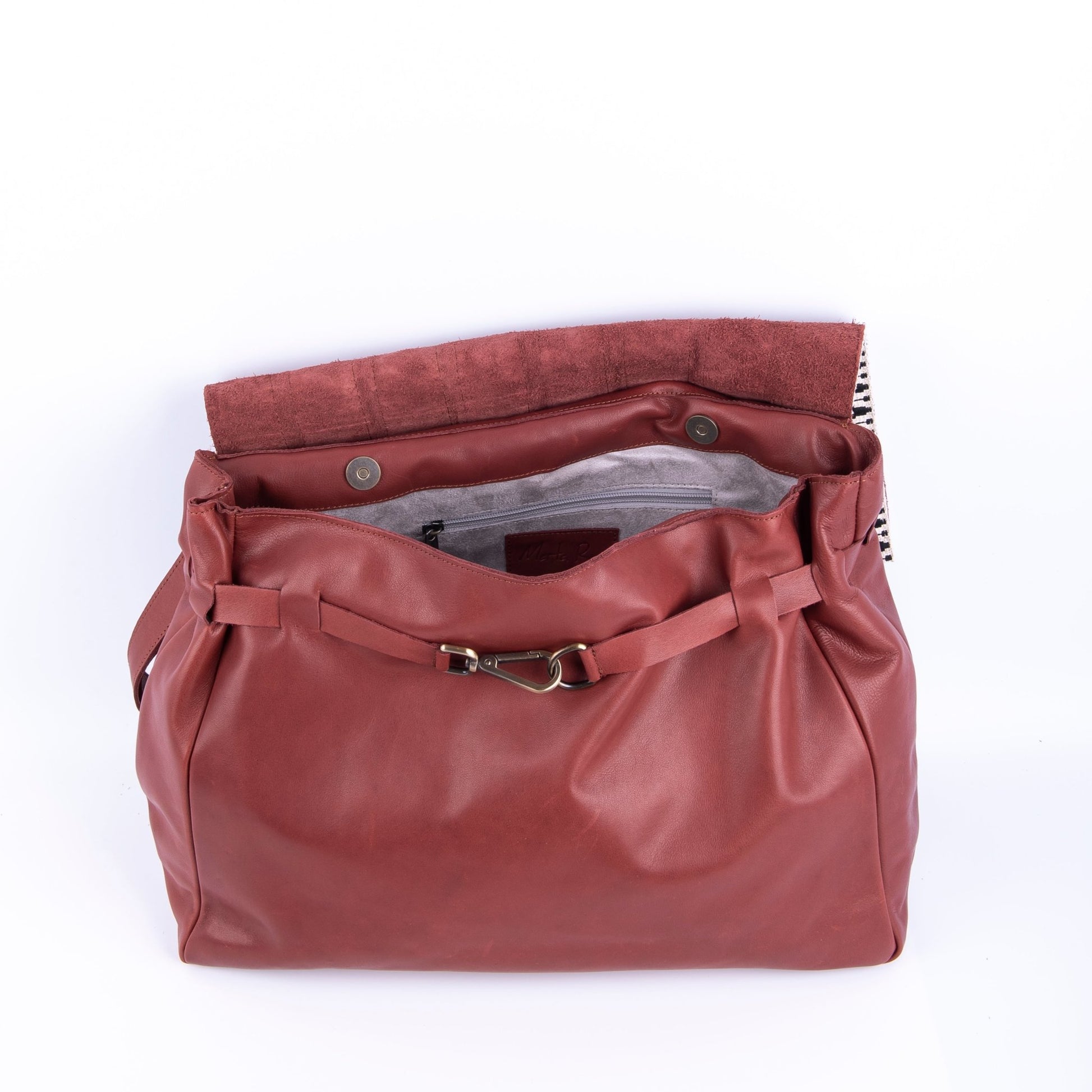 Carrie mousse cuoio inglese + nastro - borsa a tracolla in pelle marrone - Marta Ray