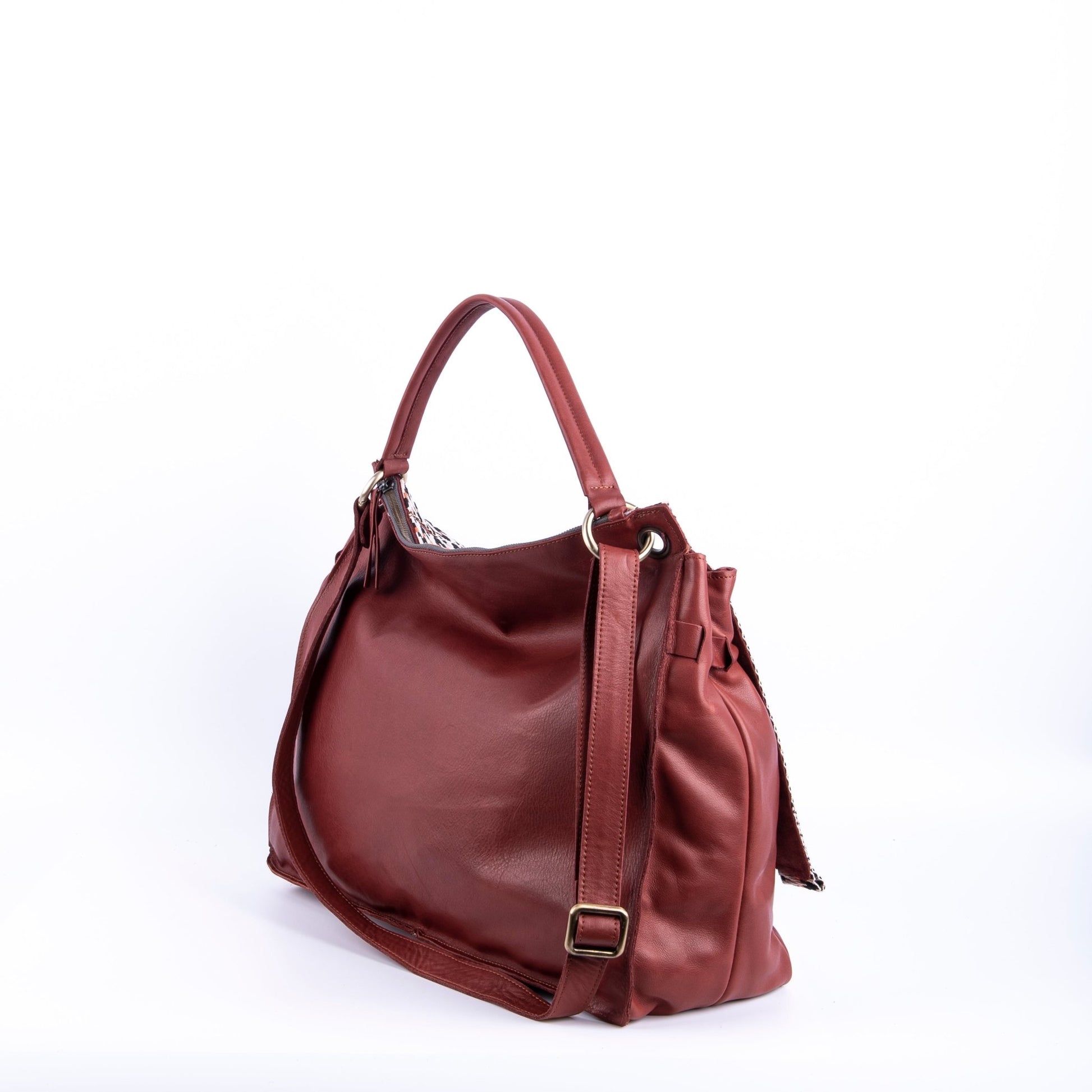 Carrie mousse cuoio inglese + nastro - borsa a tracolla in pelle marrone - Marta Ray
