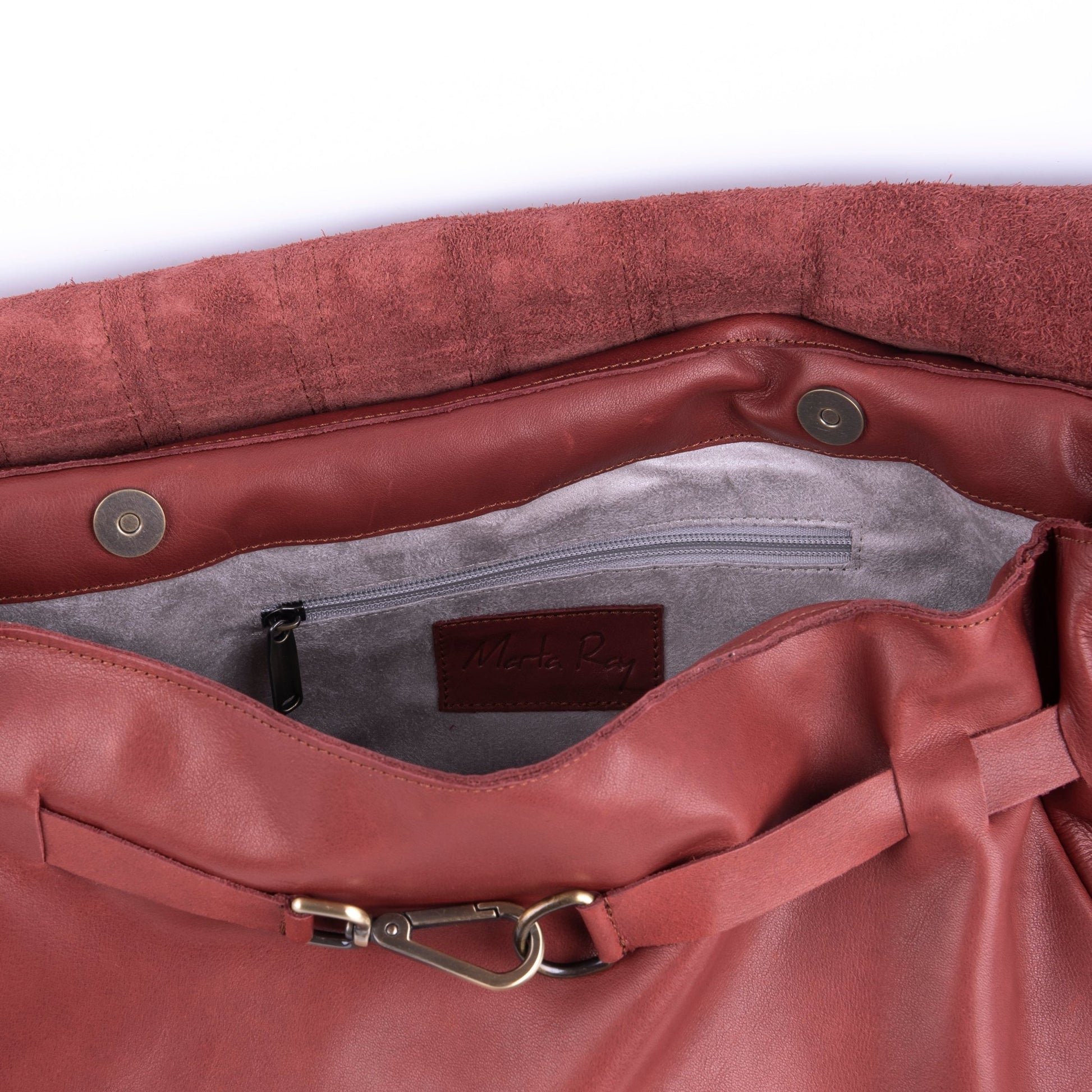 Carrie mousse cuoio inglese + nastro - borsa a tracolla in pelle marrone - Marta Ray