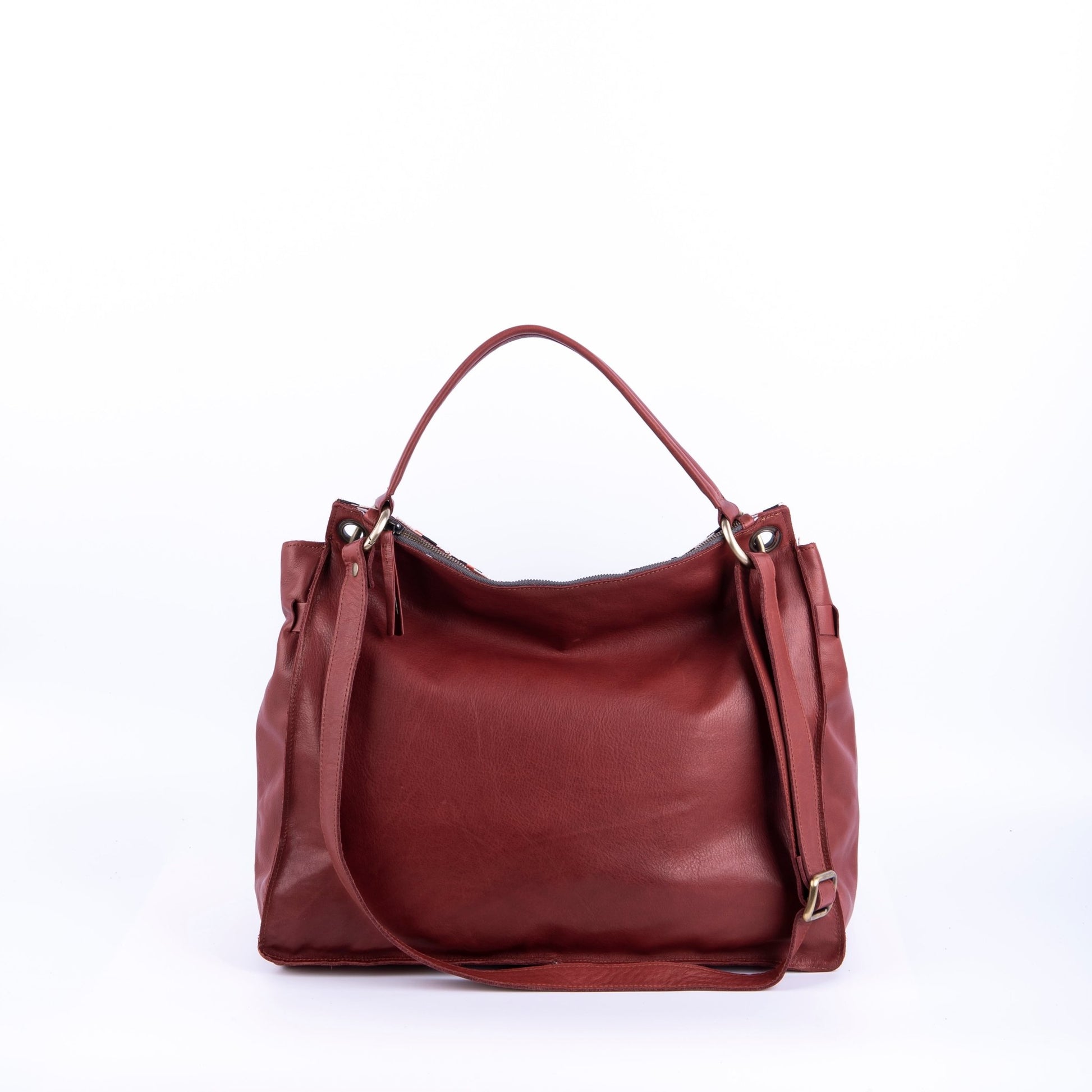 Carrie mousse cuoio inglese + nastro - borsa a tracolla in pelle marrone - Marta Ray