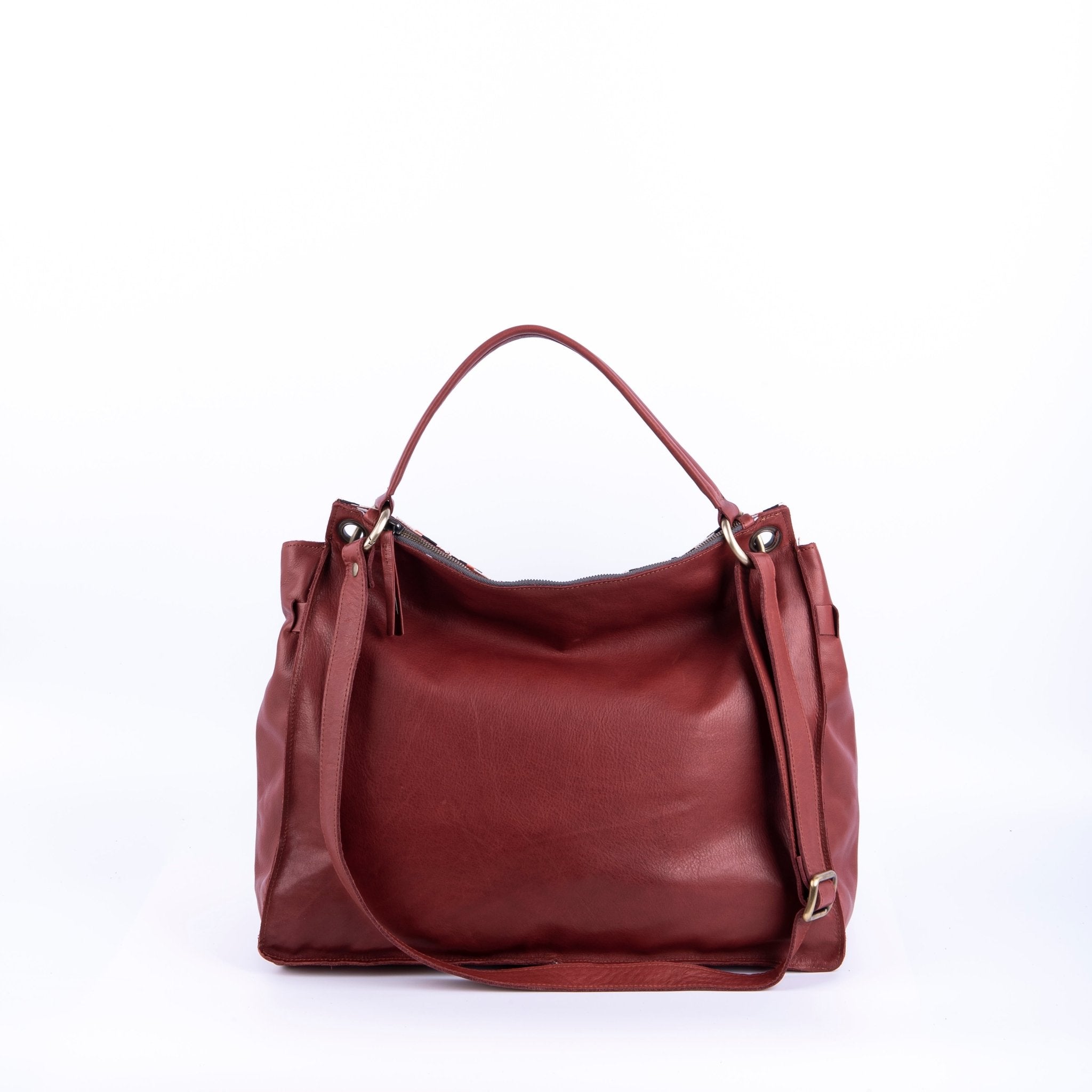 Carrie mousse cuoio inglese + nastro - borsa a tracolla in pelle marrone - Marta Ray