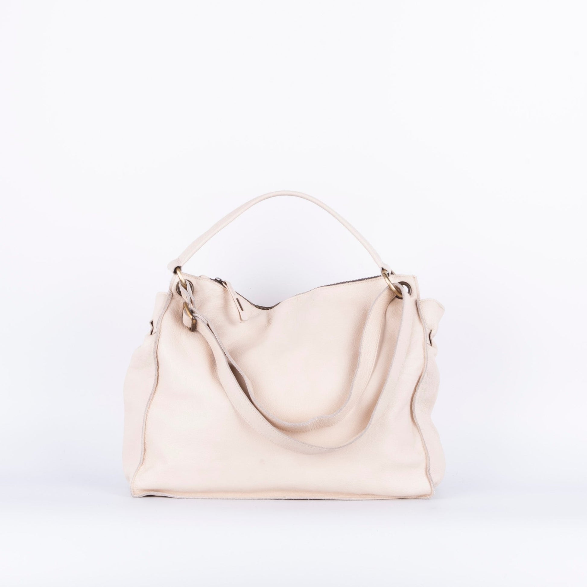 Carrie mousse latte macchiato - borsa a tracolla grande in pelle bianca - Marta Ray