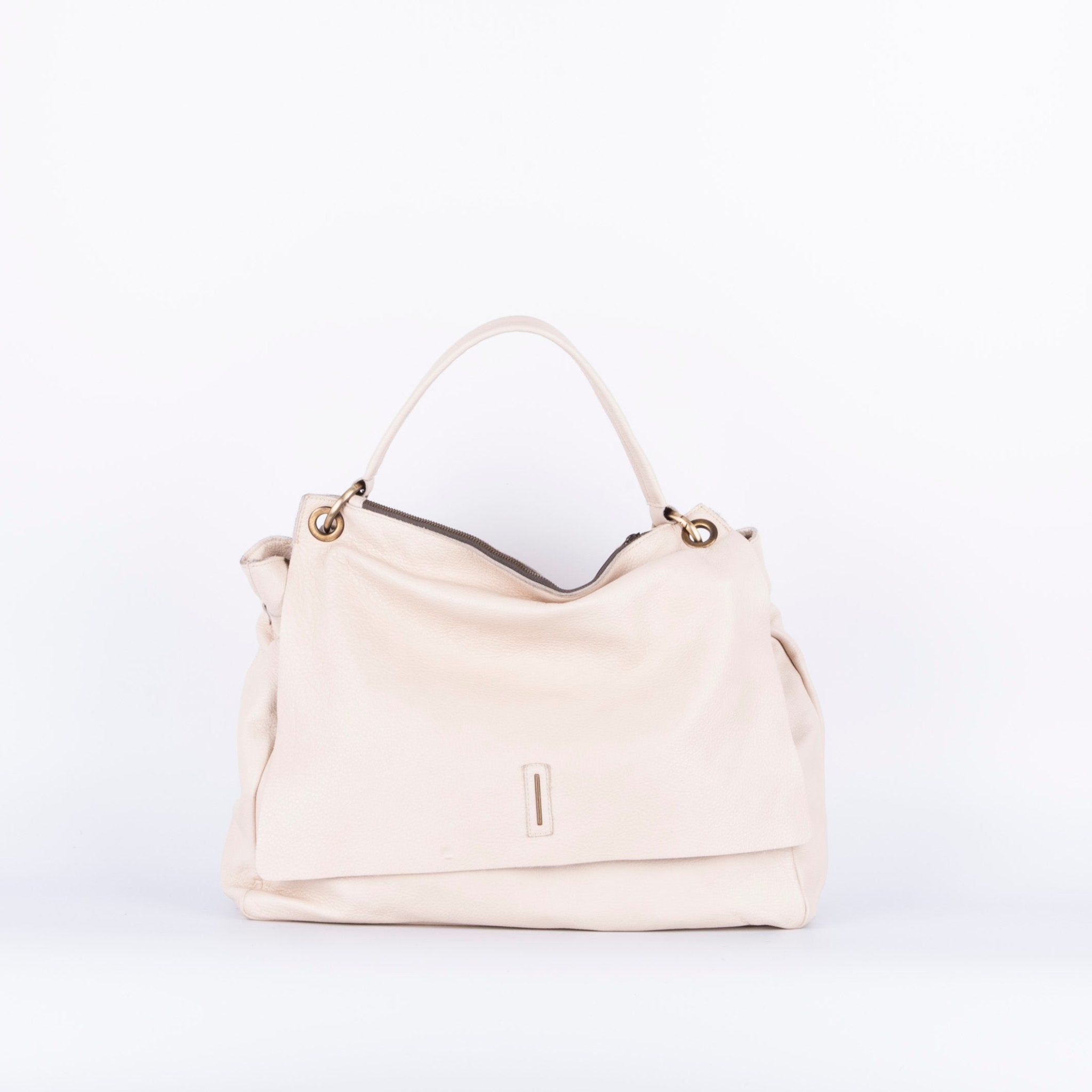 Carrie mousse latte macchiato - borsa a tracolla grande in pelle bianca - Marta Ray