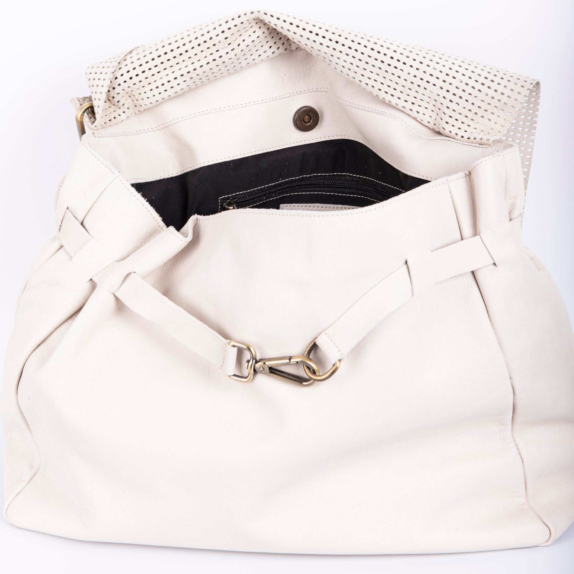 Carrie mousse ovale greige - borsa a tracolla grande in pelle bianca - Marta Ray