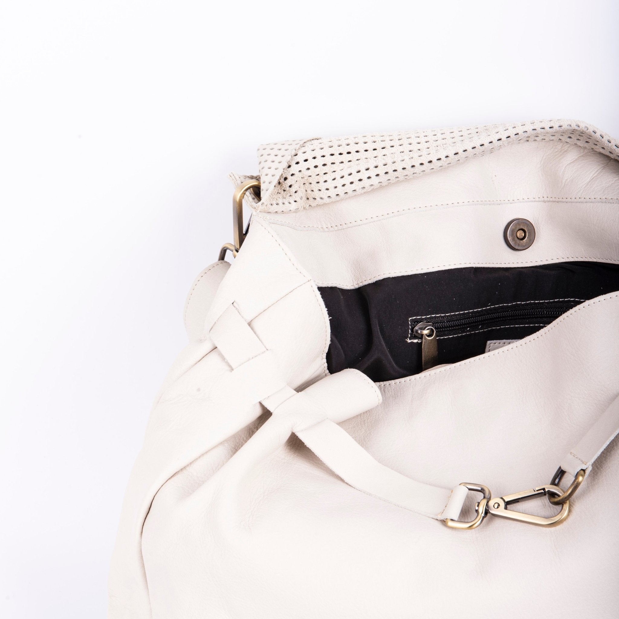 Carrie mousse ovale greige - borsa a tracolla grande in pelle bianca - Marta Ray