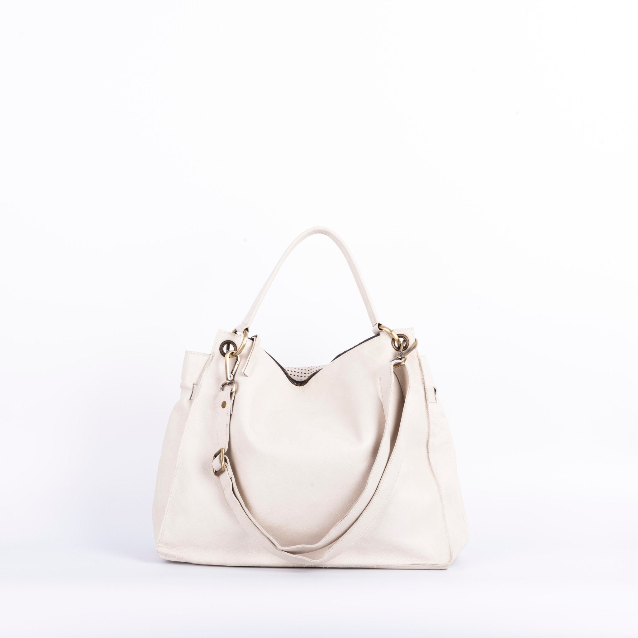 Carrie mousse ovale greige - borsa a tracolla grande in pelle bianca - Marta Ray
