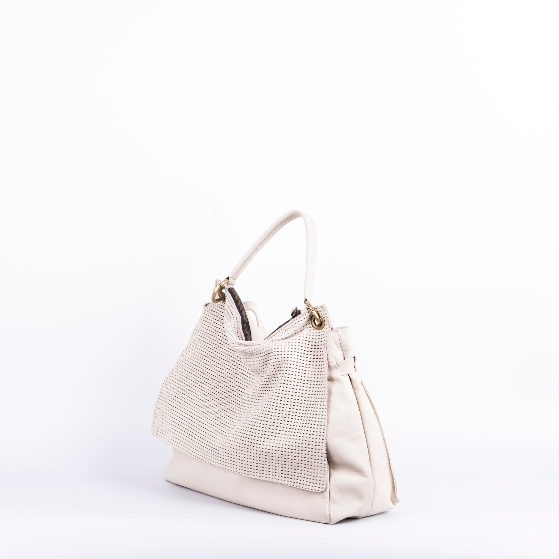 Carrie mousse ovale greige - borsa a tracolla grande in pelle bianca - Marta Ray
