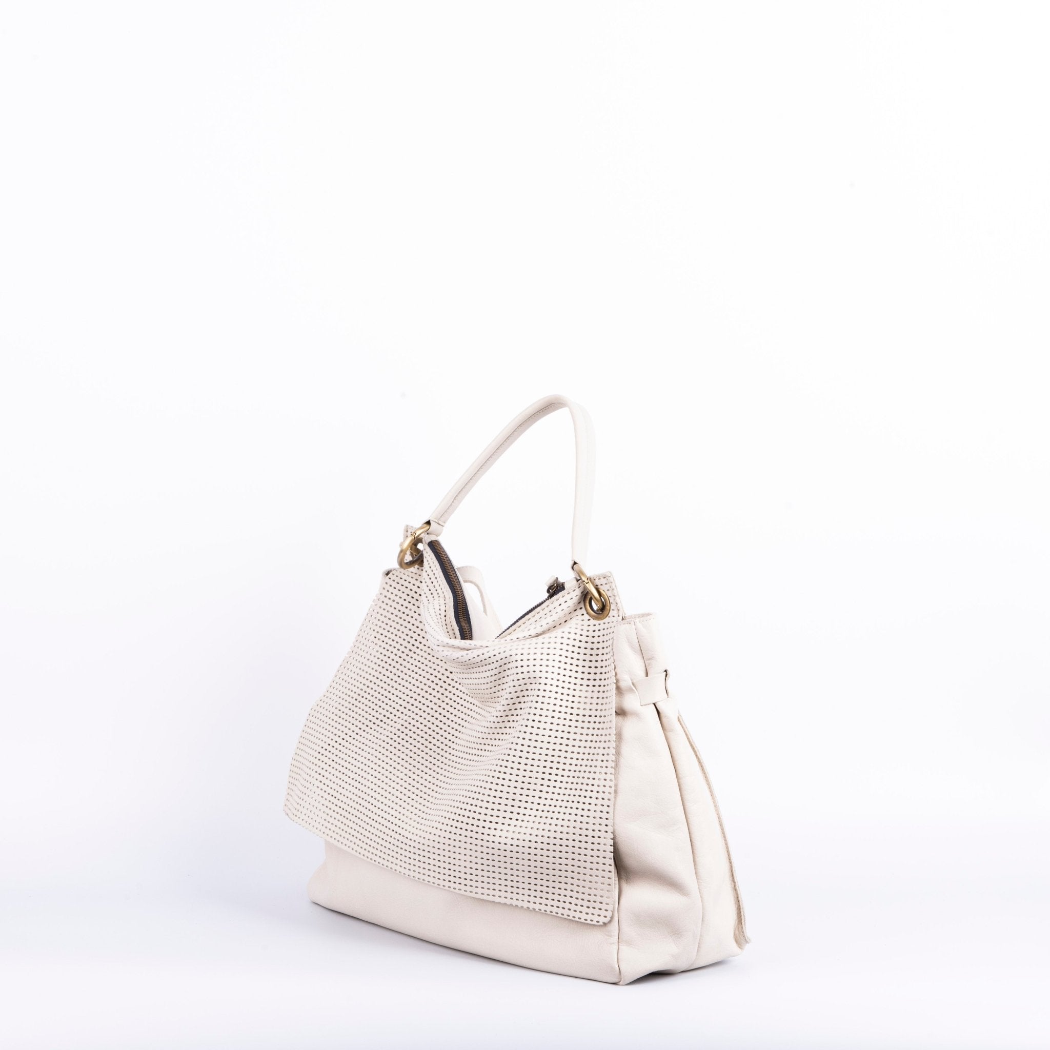 Carrie mousse ovale greige - borsa a tracolla grande in pelle bianca - Marta Ray