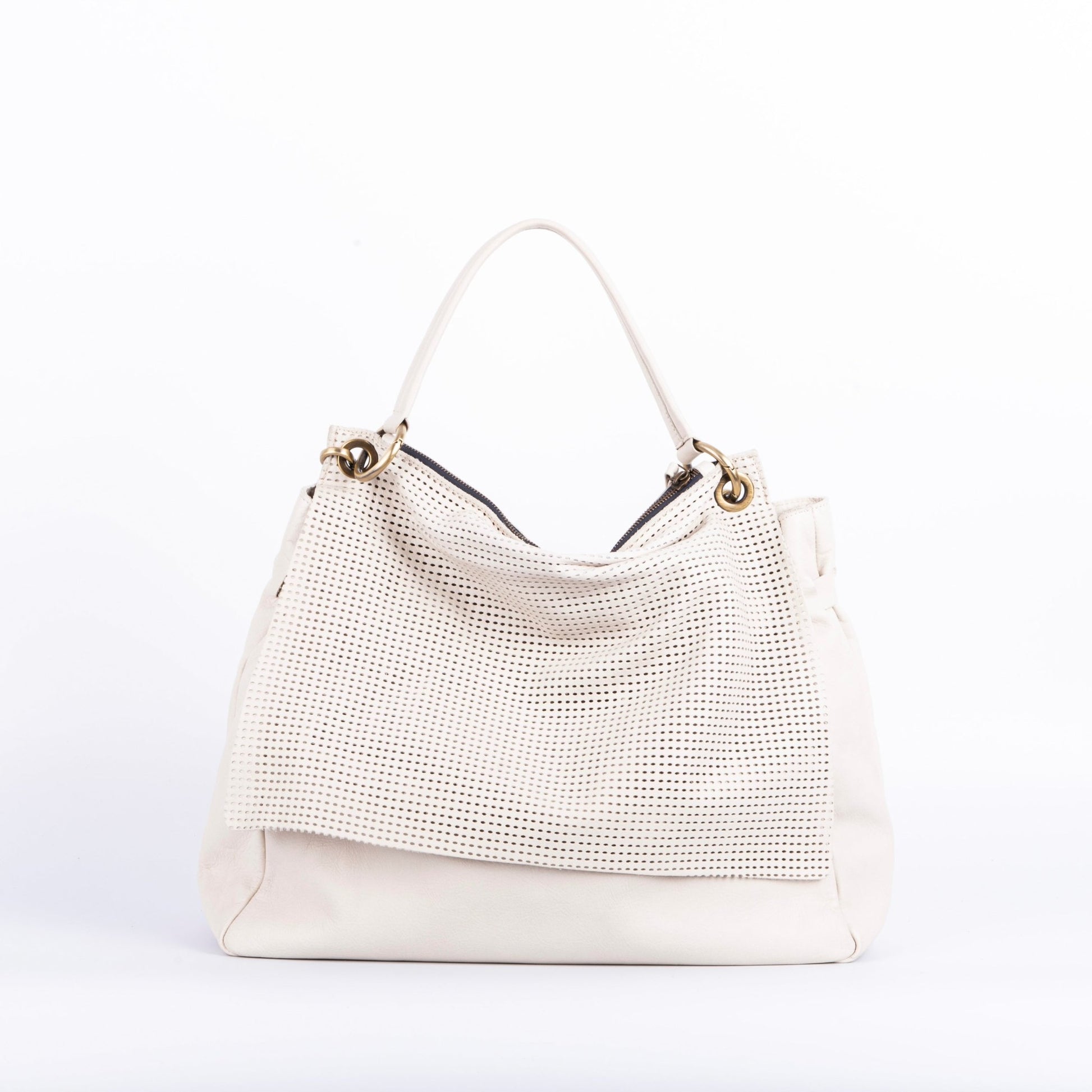 Carrie mousse ovale greige - borsa a tracolla grande in pelle bianca - Marta Ray