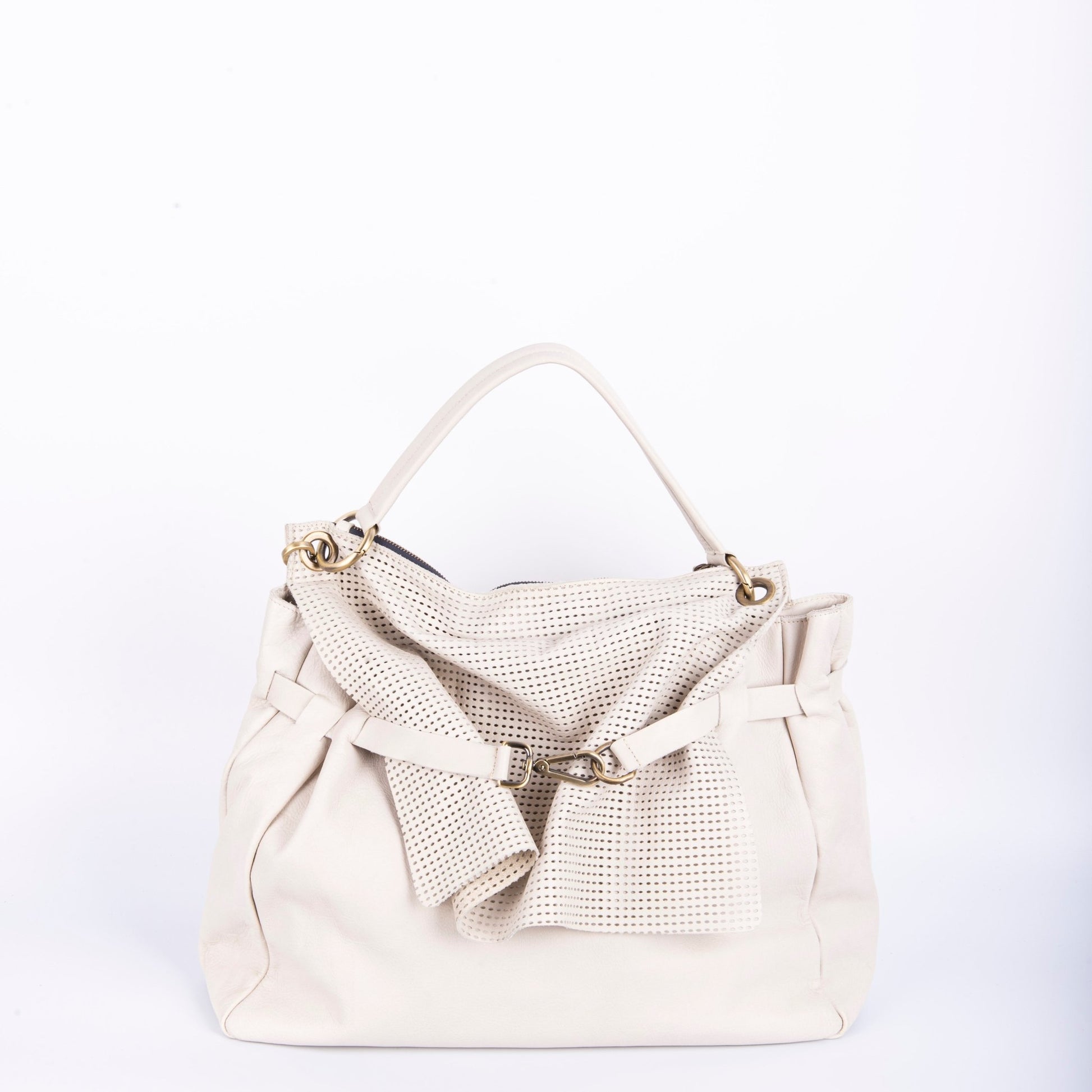 Carrie mousse ovale greige - borsa a tracolla grande in pelle bianca - Marta Ray