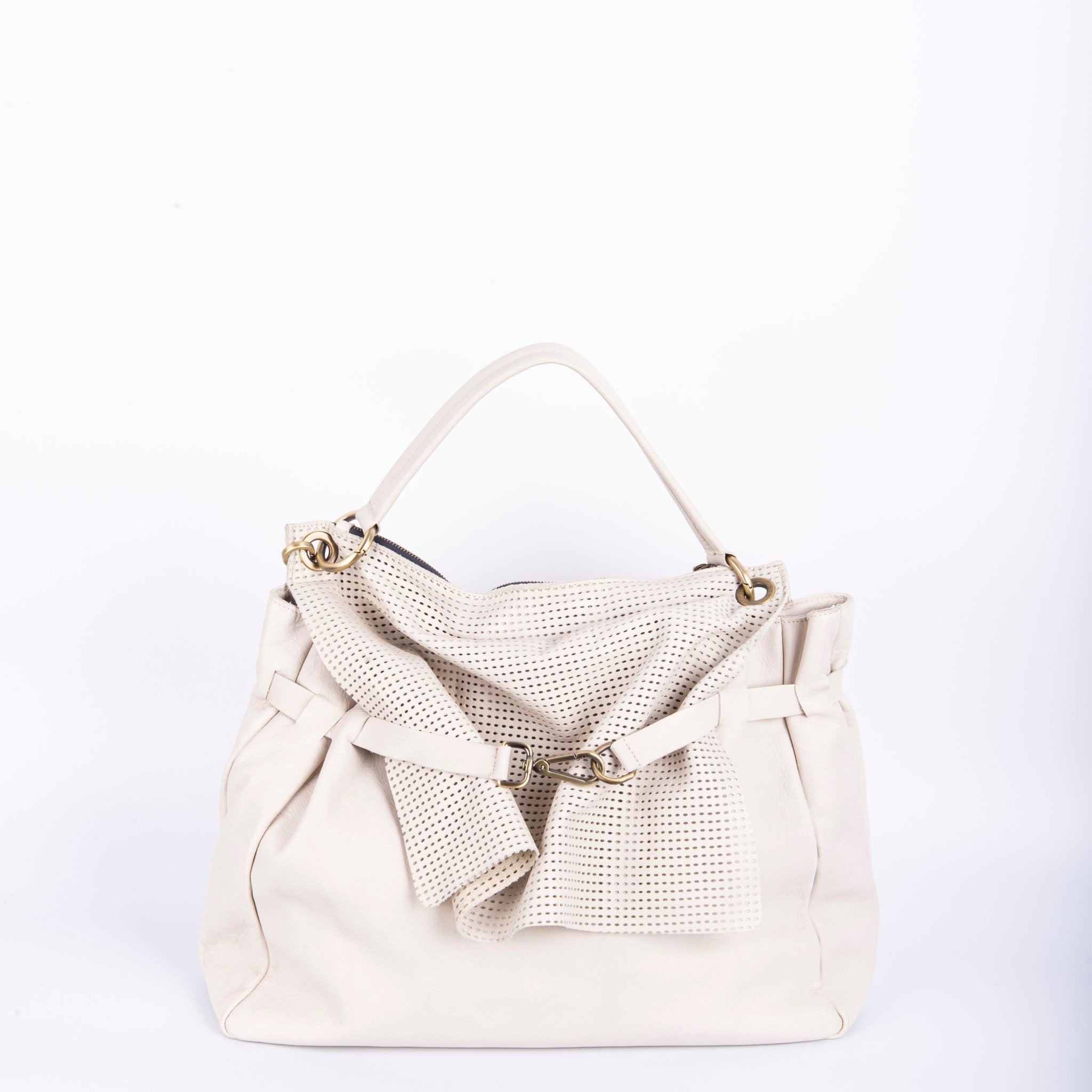Carrie mousse ovale greige - borsa a tracolla grande in pelle bianca - Marta Ray