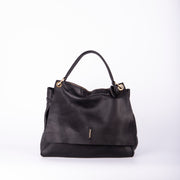 Carrie black textured - large black leather shoulder bag
