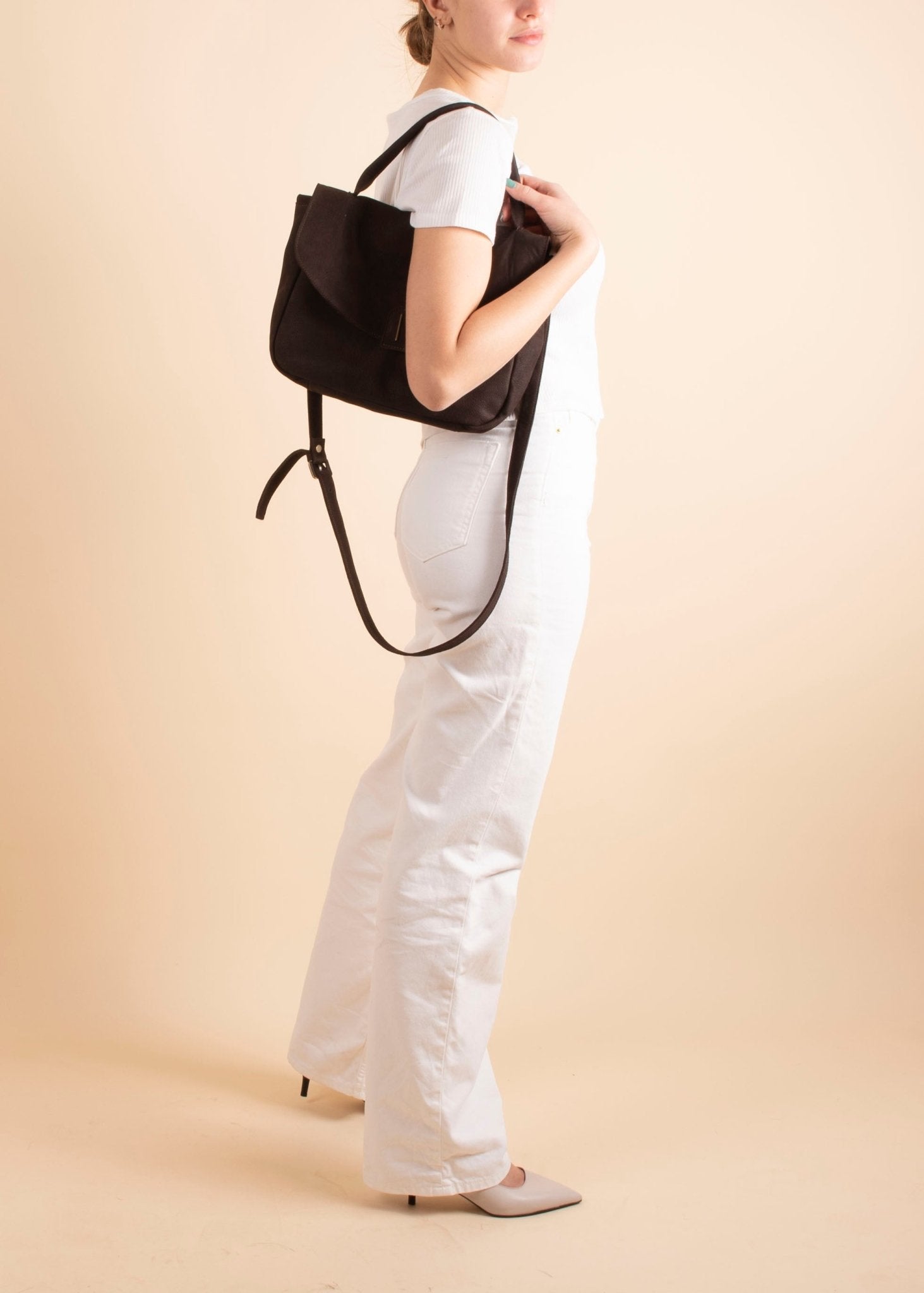 Celeste long beach tdm - postina a tracolla in pelle marrone - Marta Ray