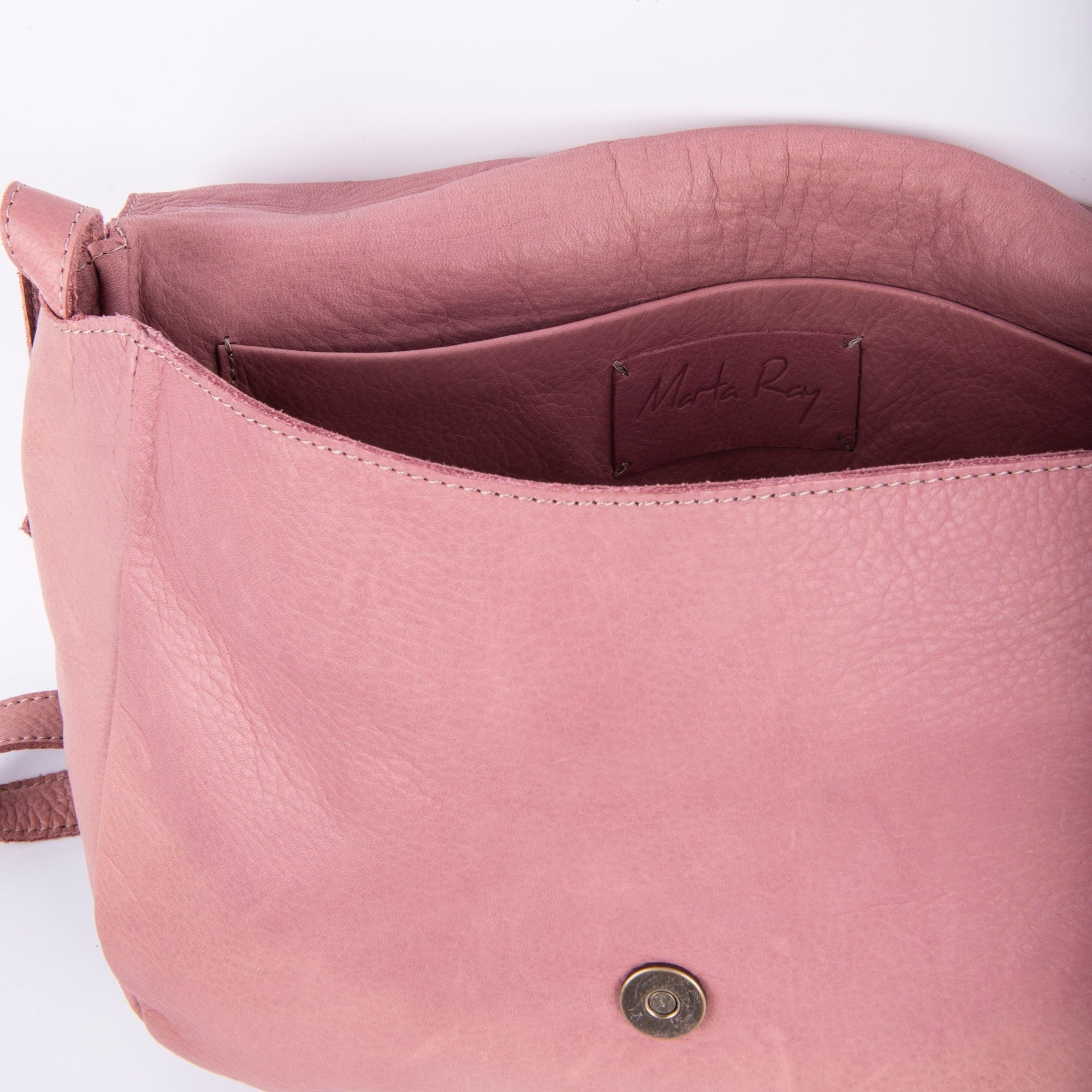 Celeste mousse panama - postina a tracolla in pelle rosa - Marta Ray