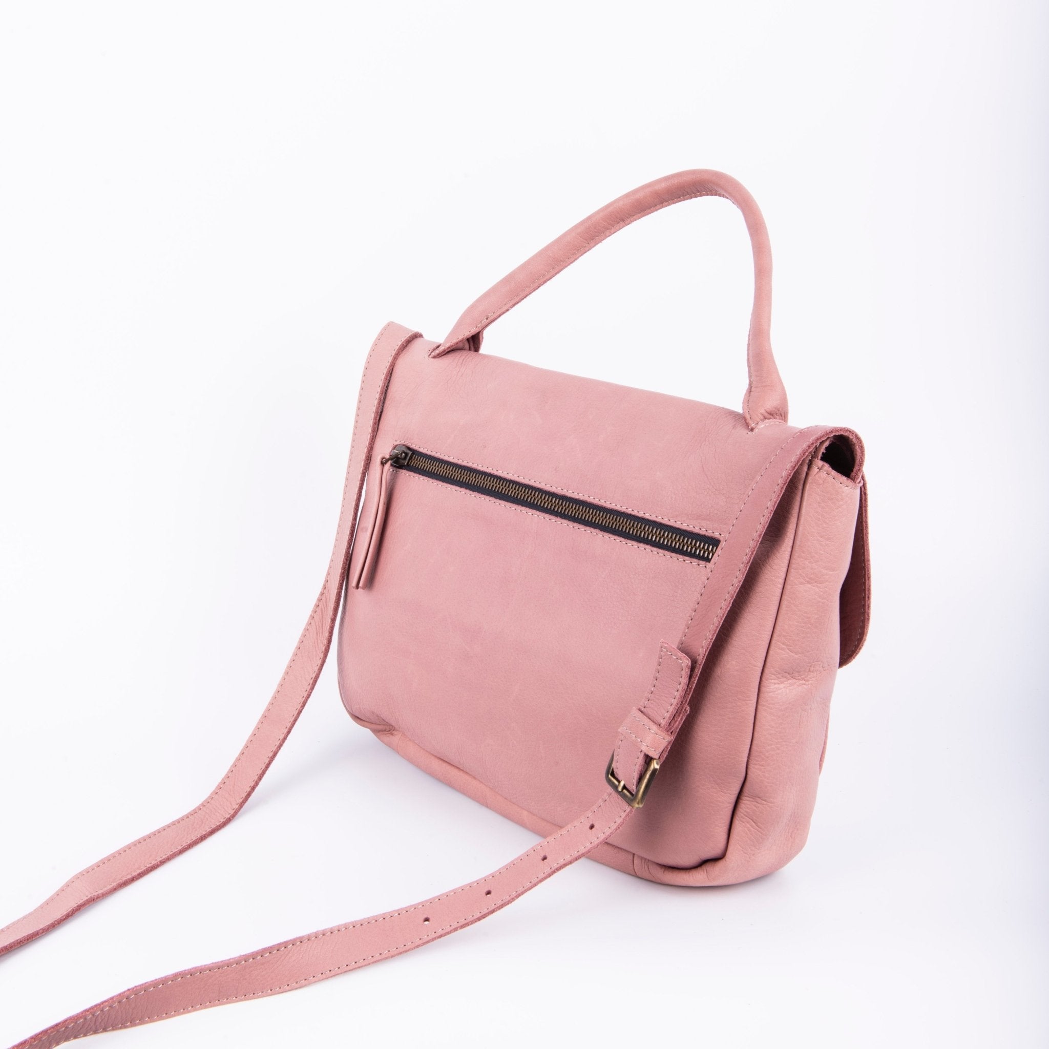 Celeste mousse panama - postina a tracolla in pelle rosa - Marta Ray
