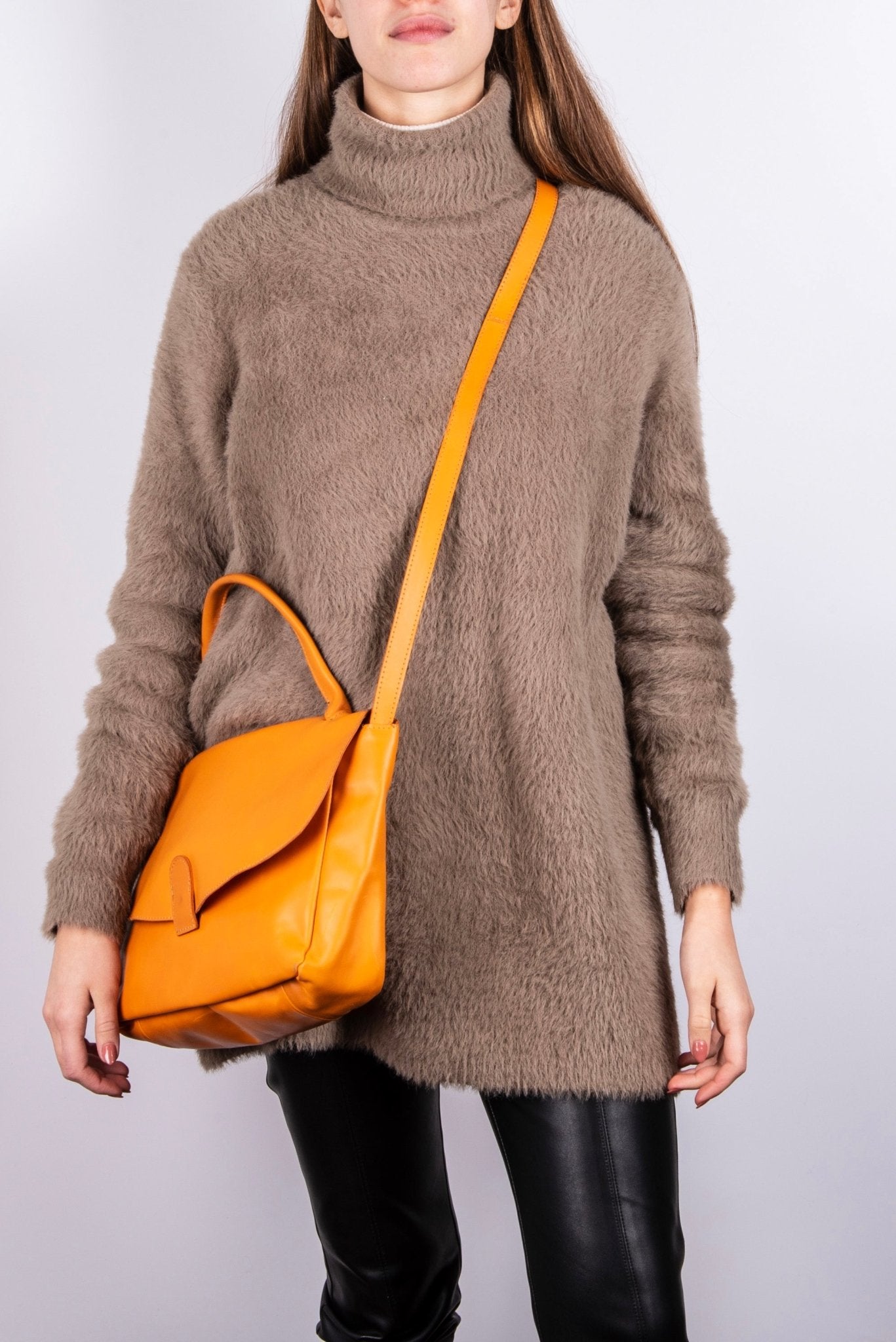 Celeste odessa mango - postina a tracolla in pelle arancione - Marta Ray