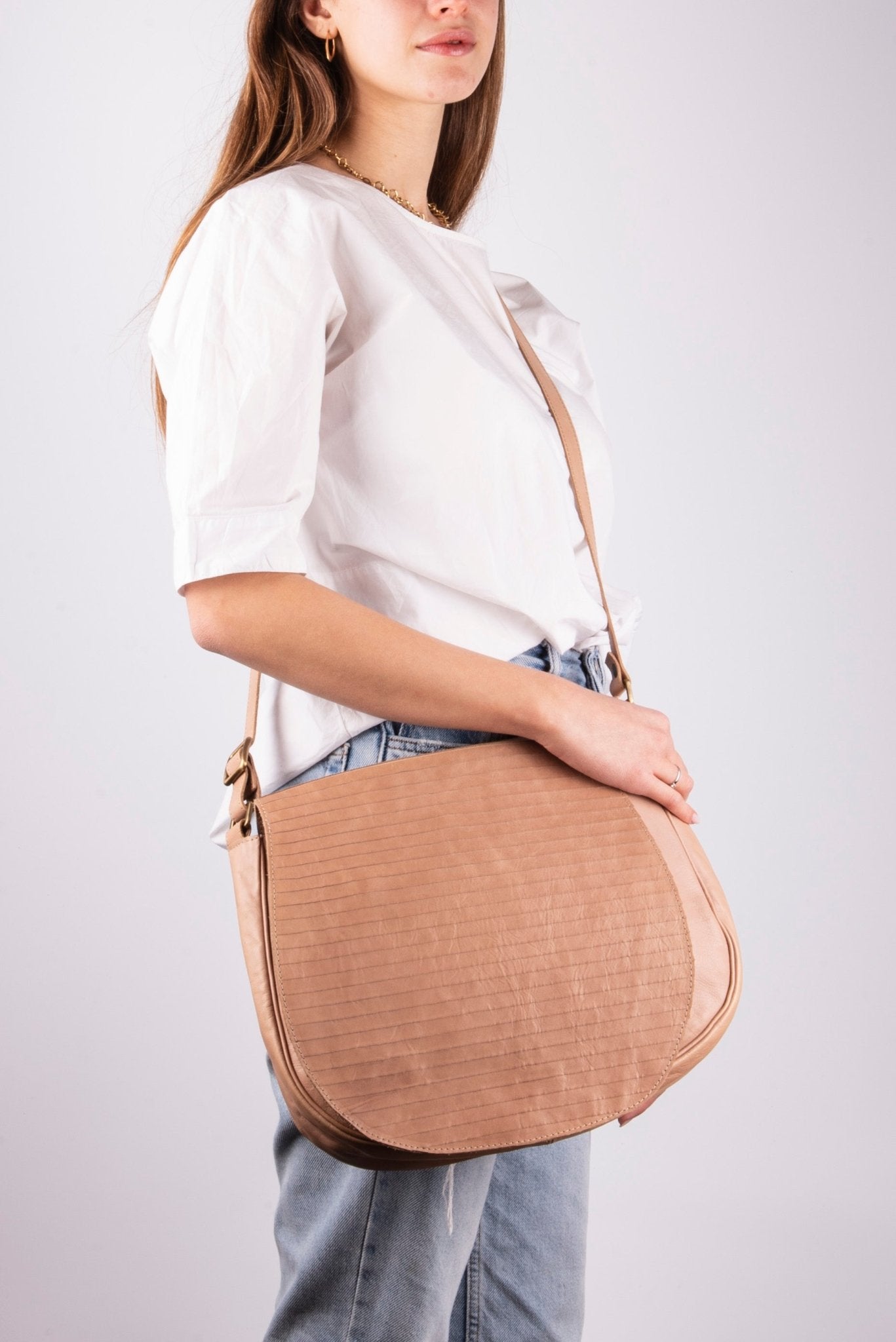 Charlie arpa bolivia corda - postina a tracolla in pelle beige - Marta Ray