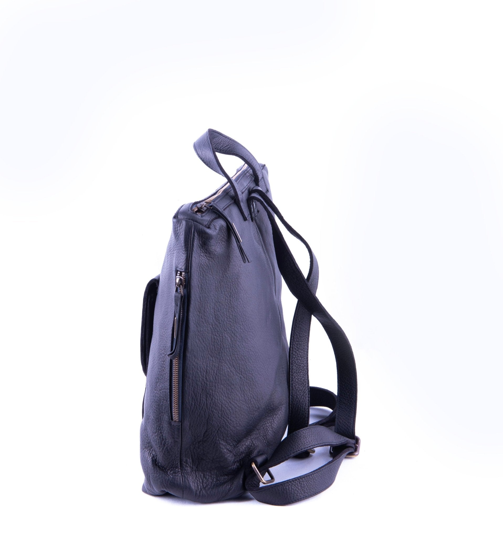 Cher martellato nero - zaino in pelle nera - Marta Ray