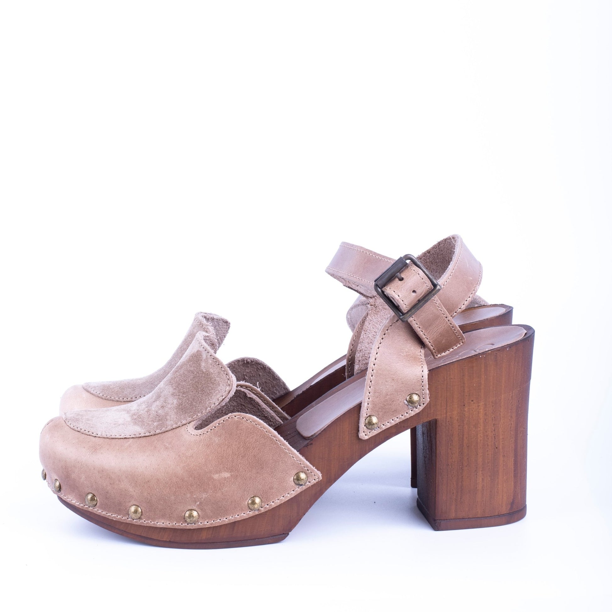 Closet MAR610 - sandalo zoccolo chiuso in camoscio beige - Marta Ray