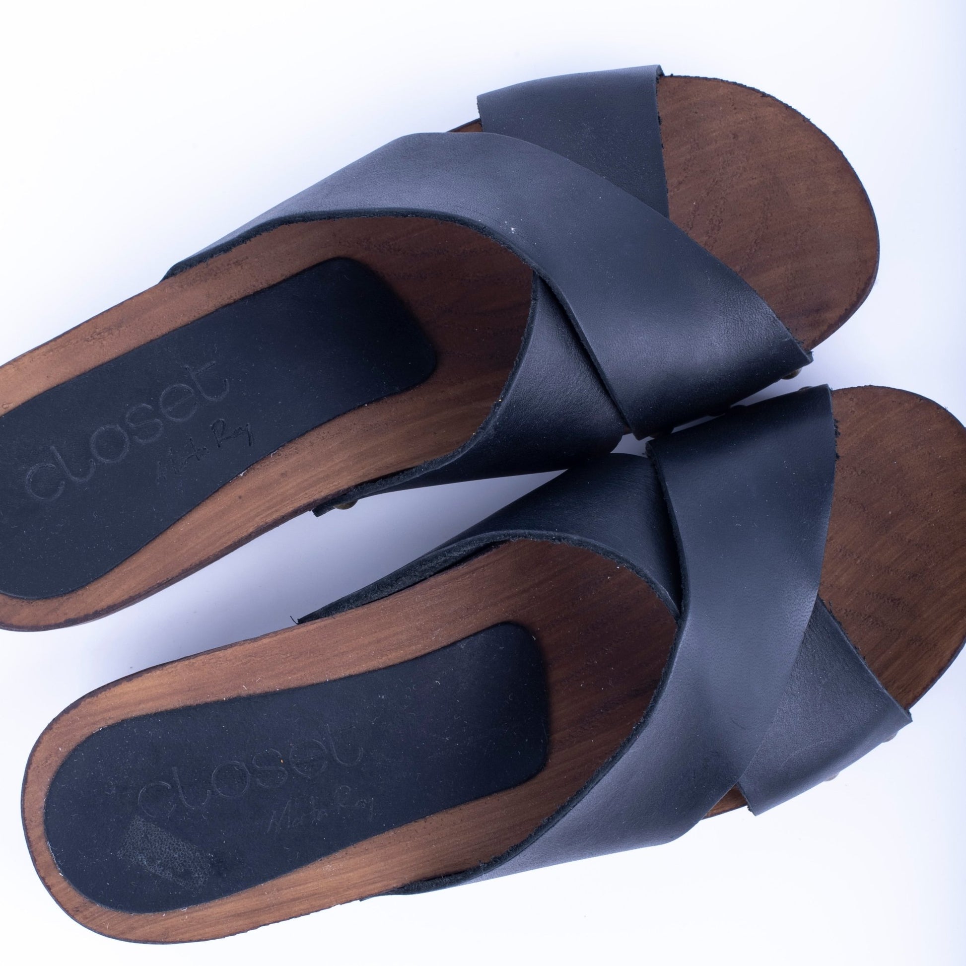 Closet MAR730 - ciabattina zoccolo in pelle nera - Marta Ray