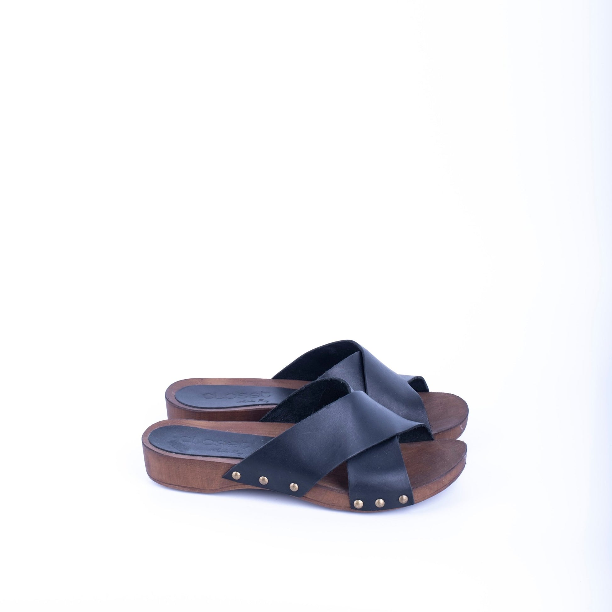 Closet MAR730 - ciabattina zoccolo in pelle nera - Marta Ray