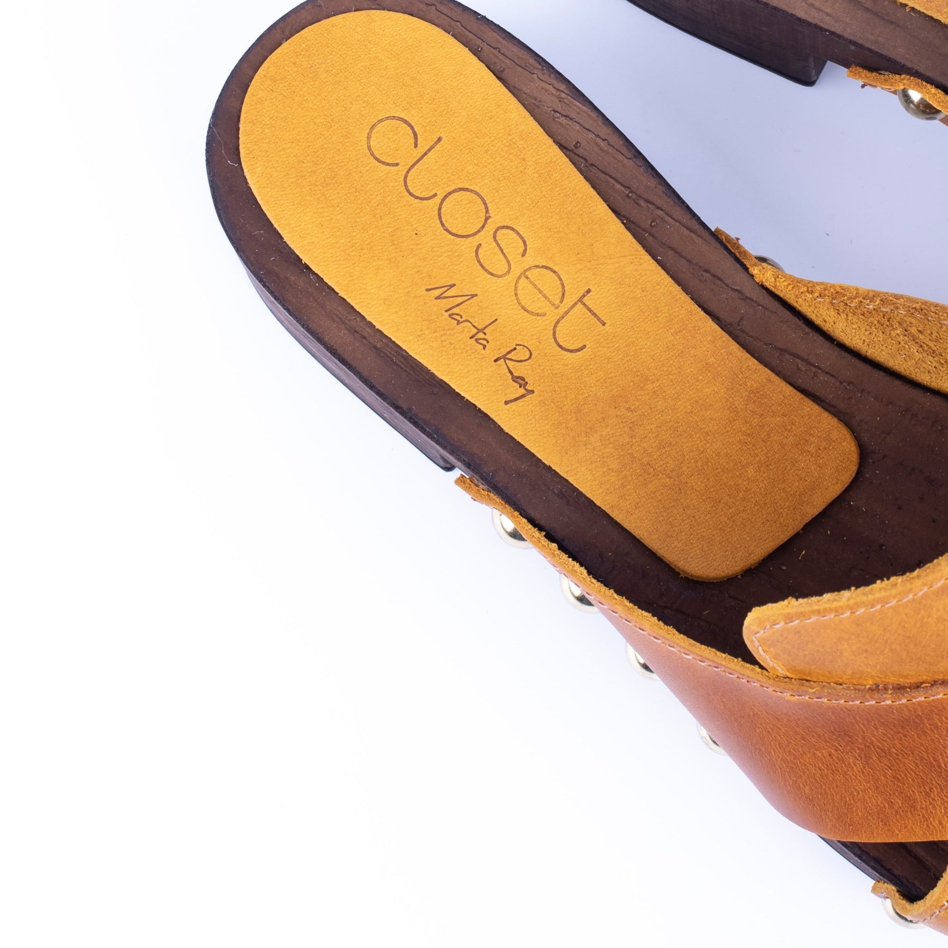 Closet MAR739 - ciabattina zoccolo in pelle gialla - Marta Ray
