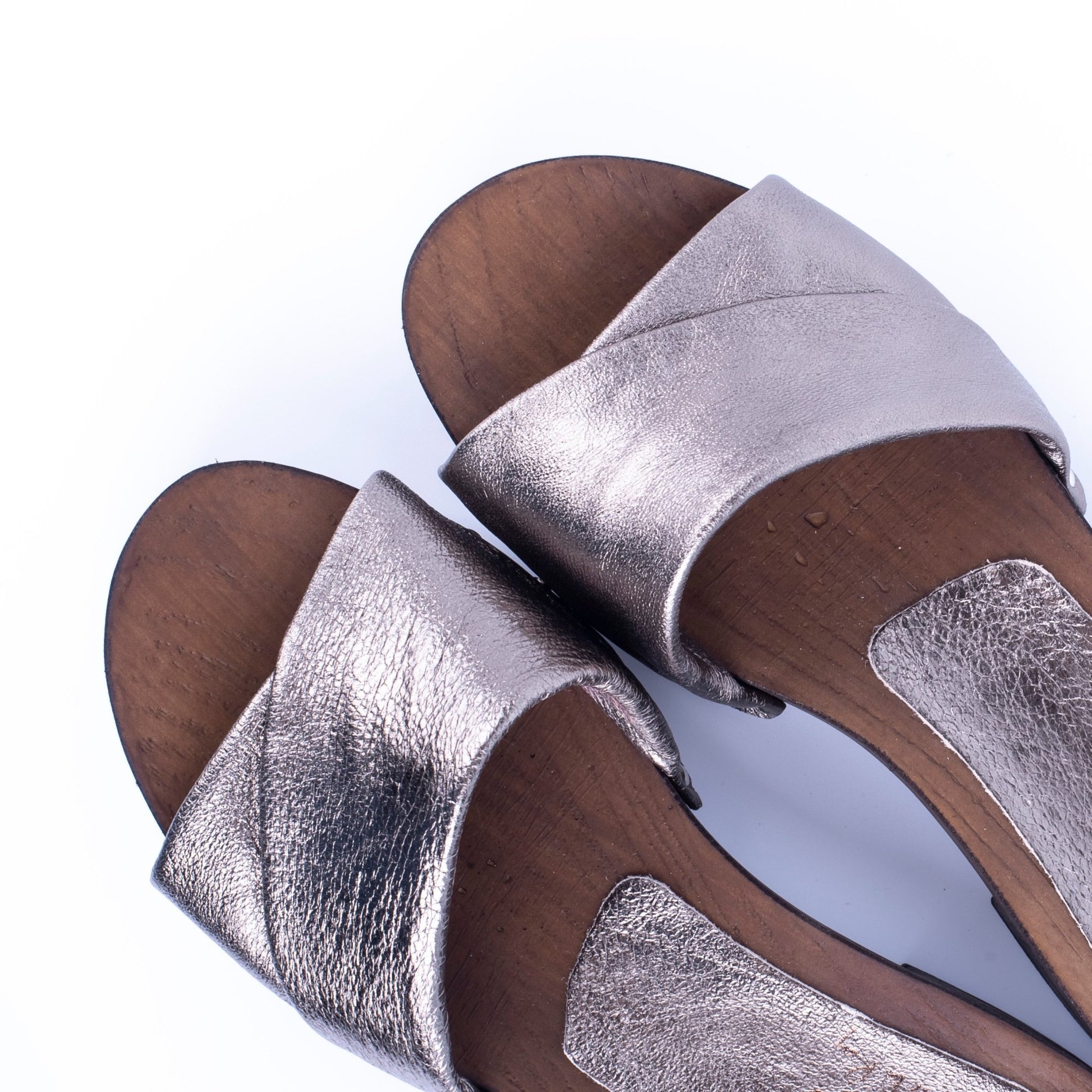 Closet MAR756 - ciabattina zoccolo in pelle argentata - Marta Ray