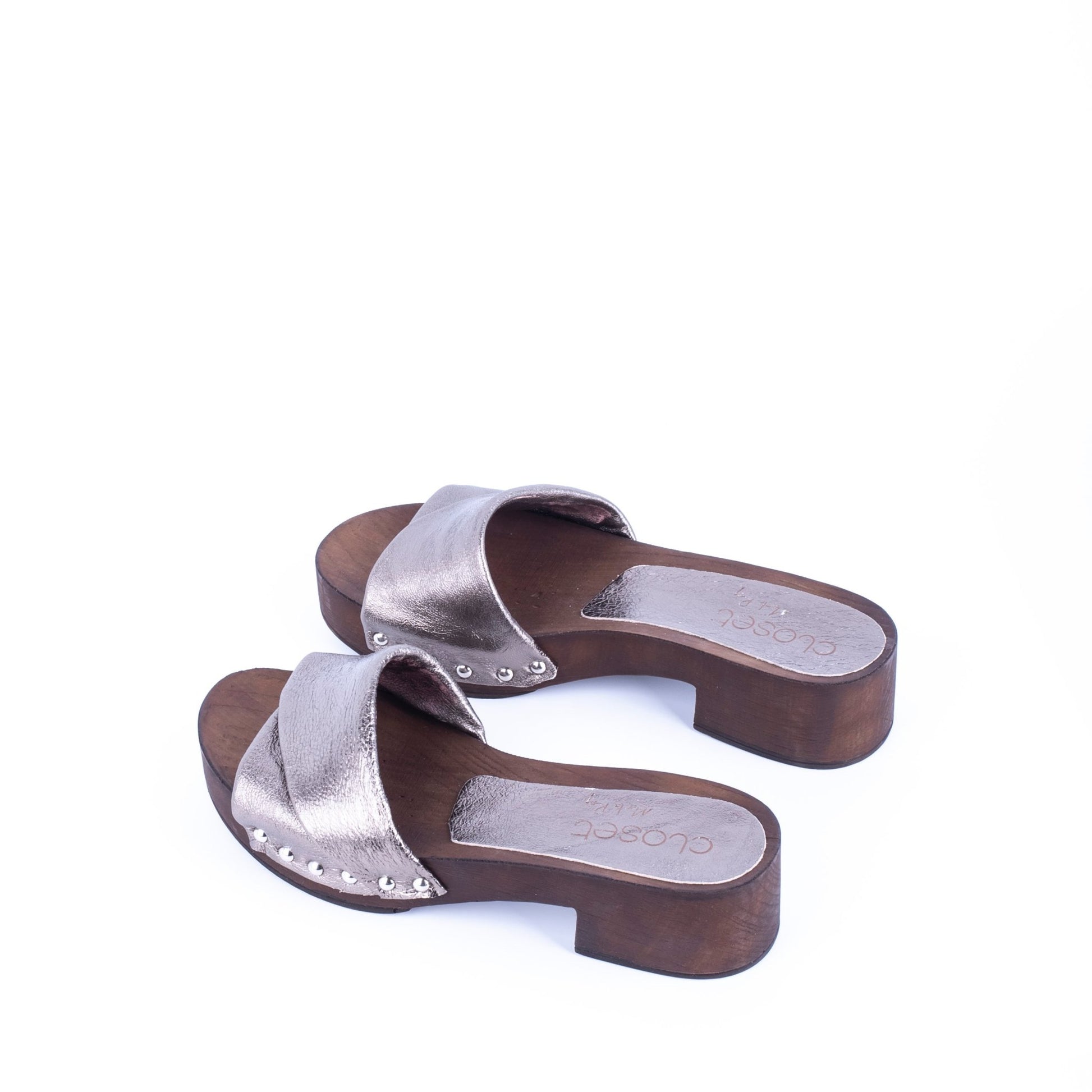 Closet MAR756 - ciabattina zoccolo in pelle argentata - Marta Ray